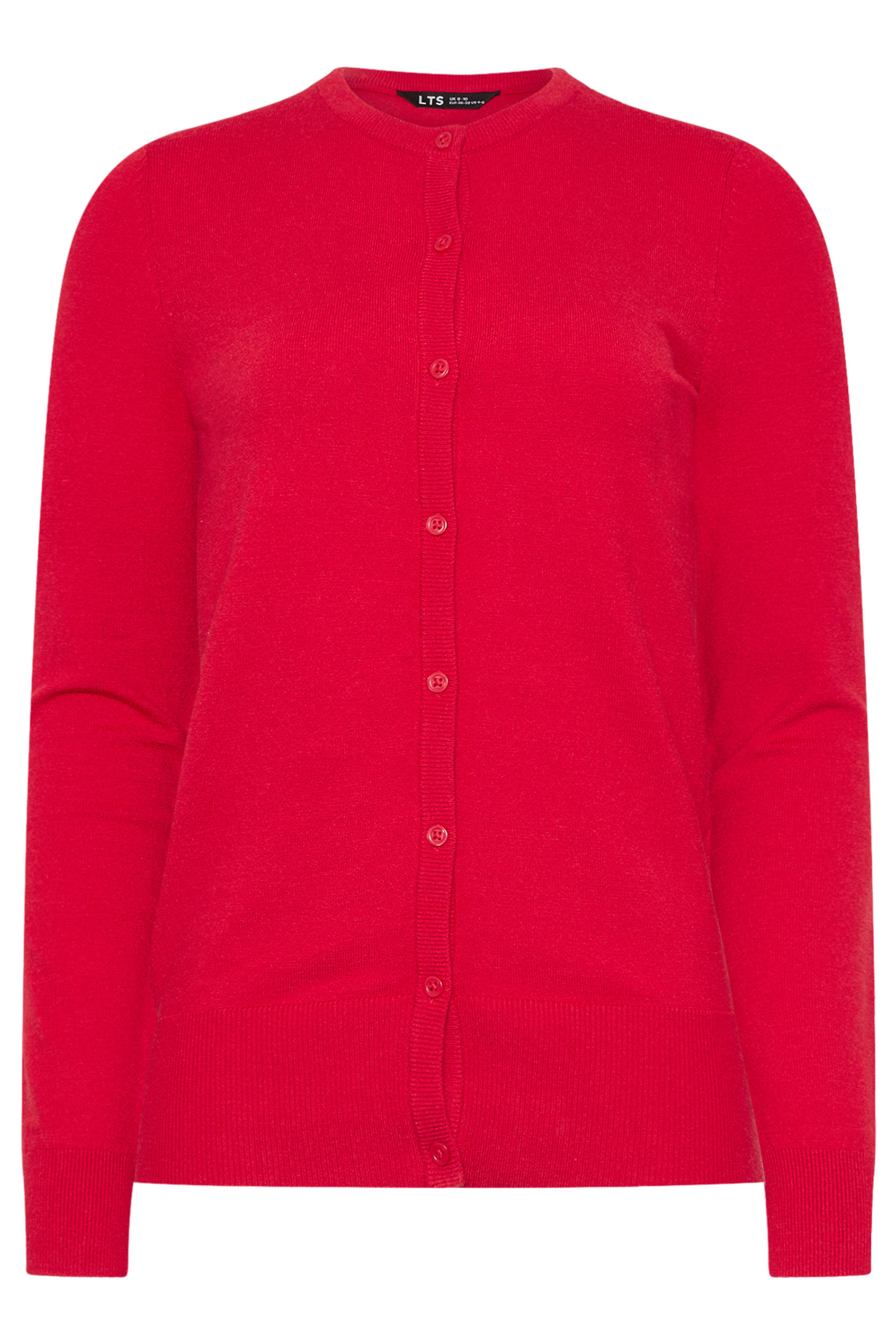 LTS Tall Ruby Red Crew Neck Button Cardigan | Long Tall Sally 5