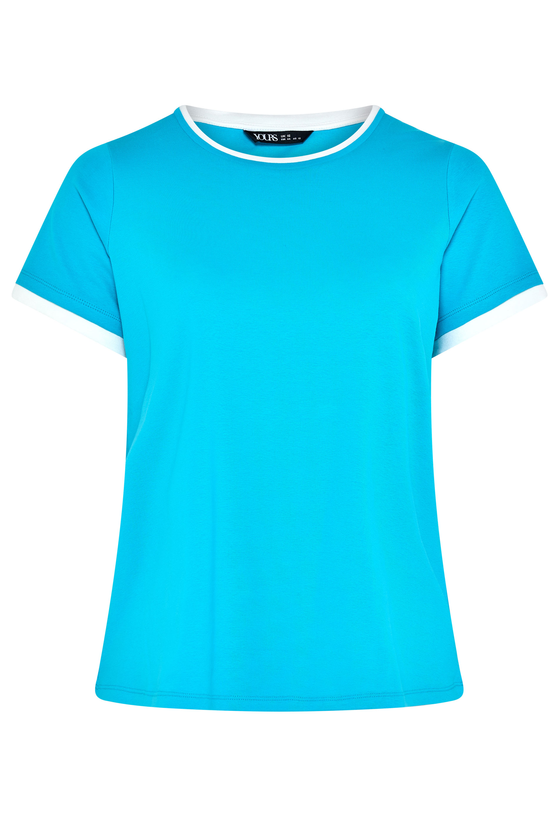 YOURS Plus Size Blue Premium Ringer T-Shirt | Yours Clothing 5
