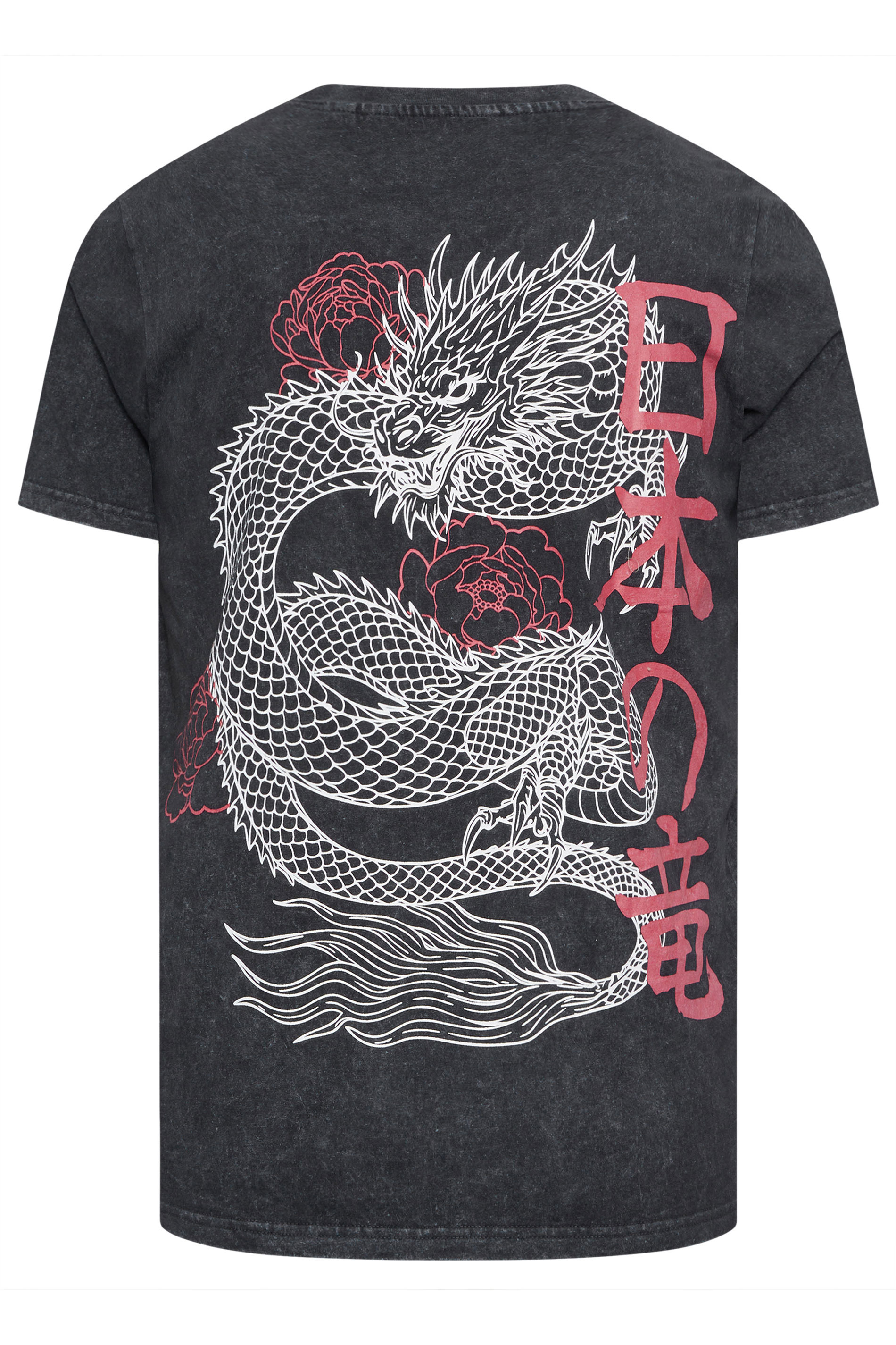 BadRhino Big & Tall Black Dragon Graphic Acid Wash T-Shirt | BadRhino 7