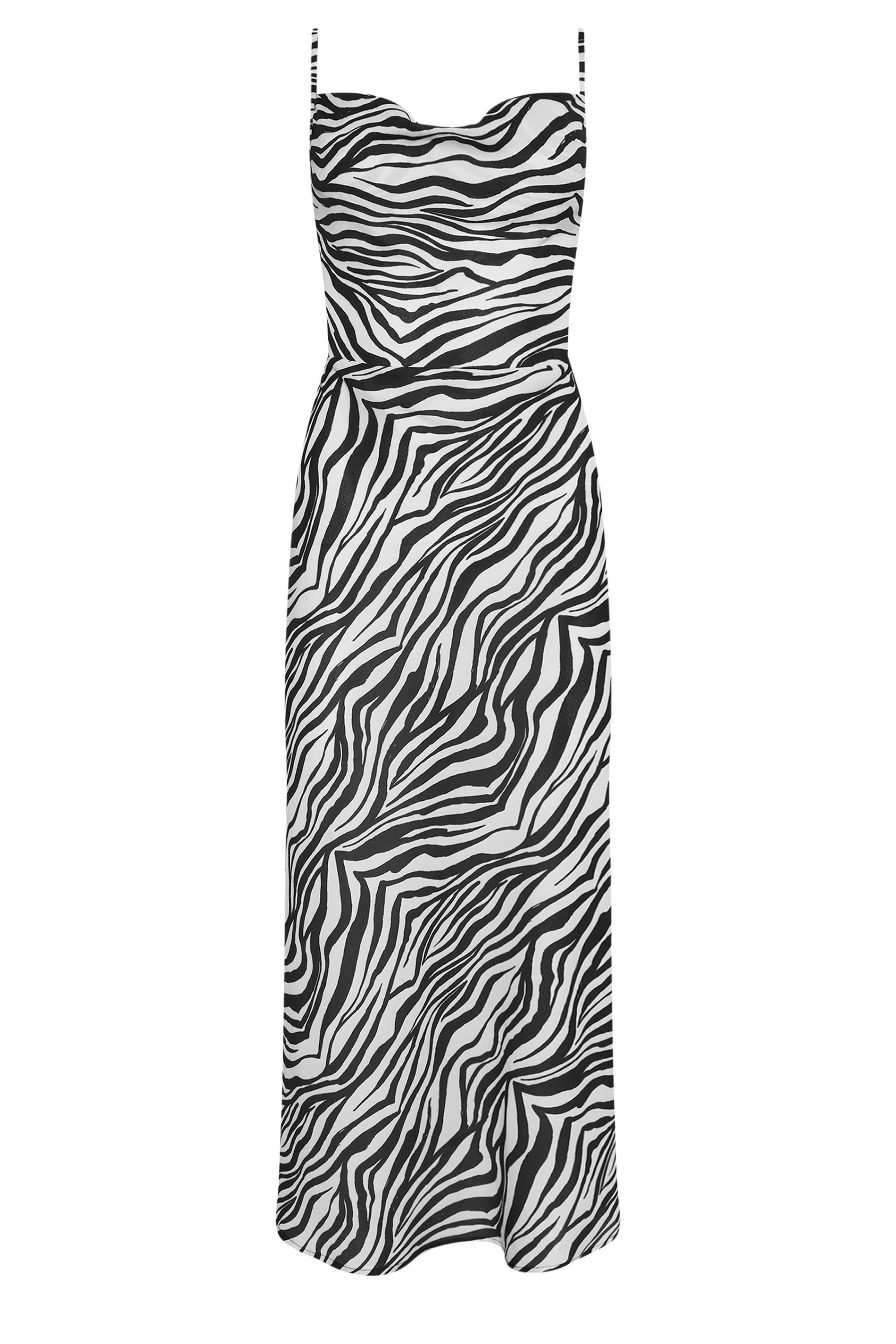 PixieGirl Petite Women's Black Zebra Print Cowl Neck Maxi Slip Dress | PixieGirl 6