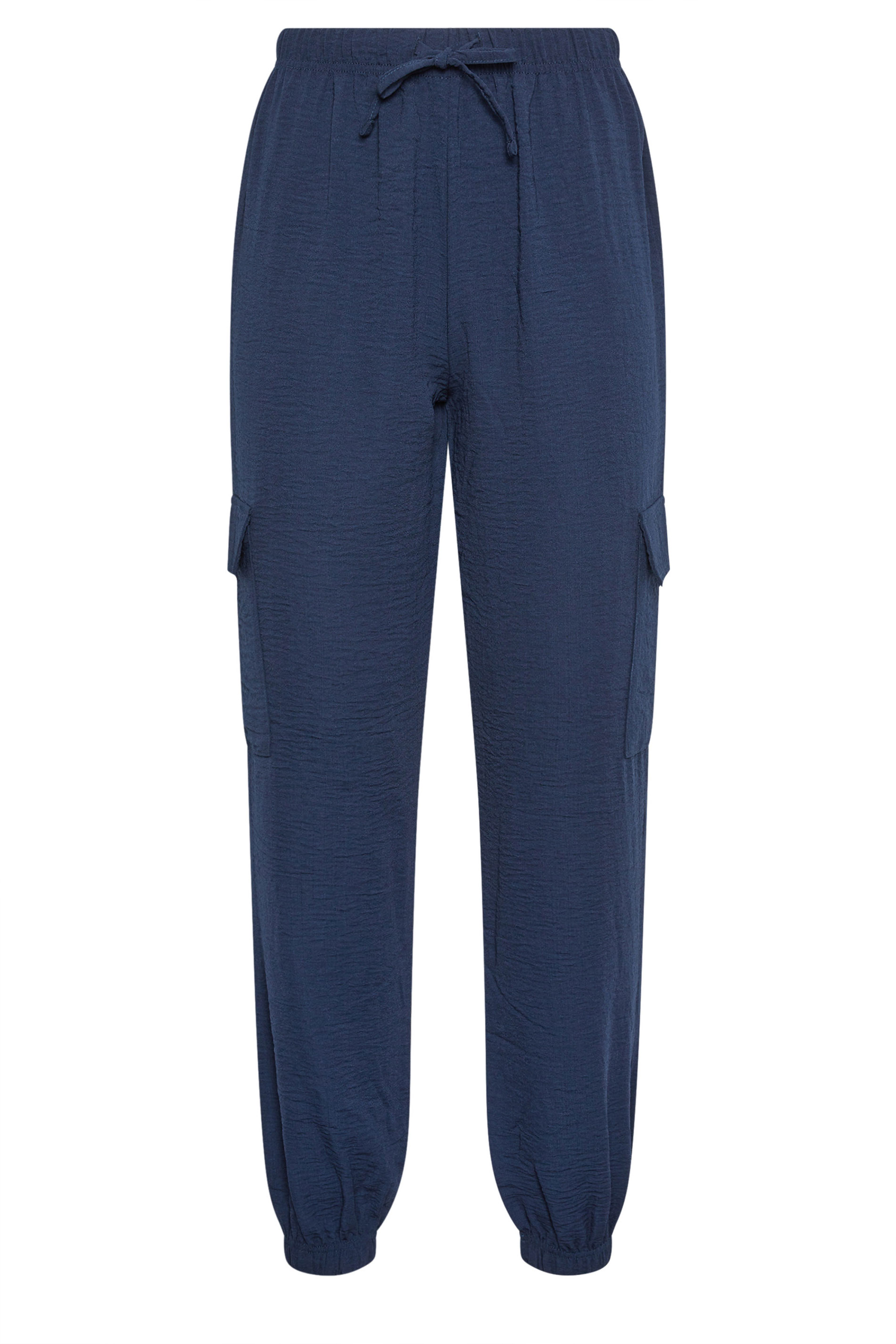 LTS Tall Women's Navy Blue Textured Cuffed Cargo Trousers | Long Tall Sally 5
