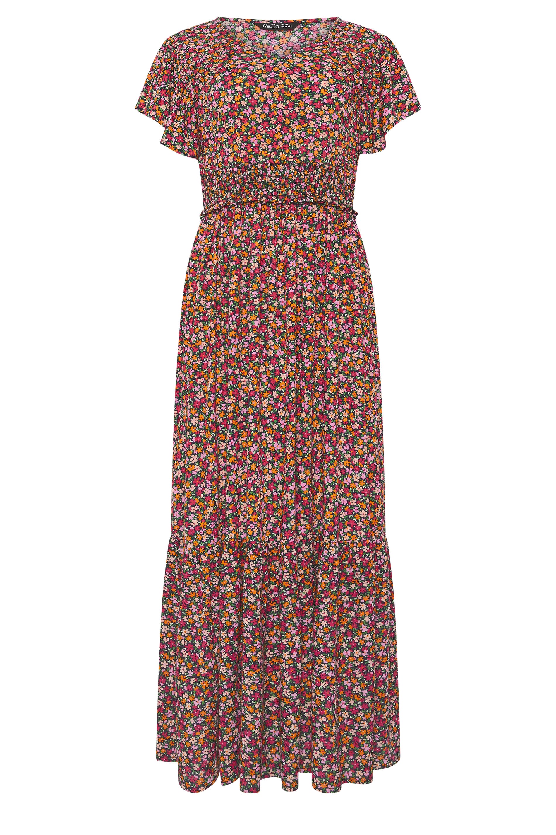 M&Co Pink Ditsy Floral Shirred Waist Maxi Dress | M&Co 5