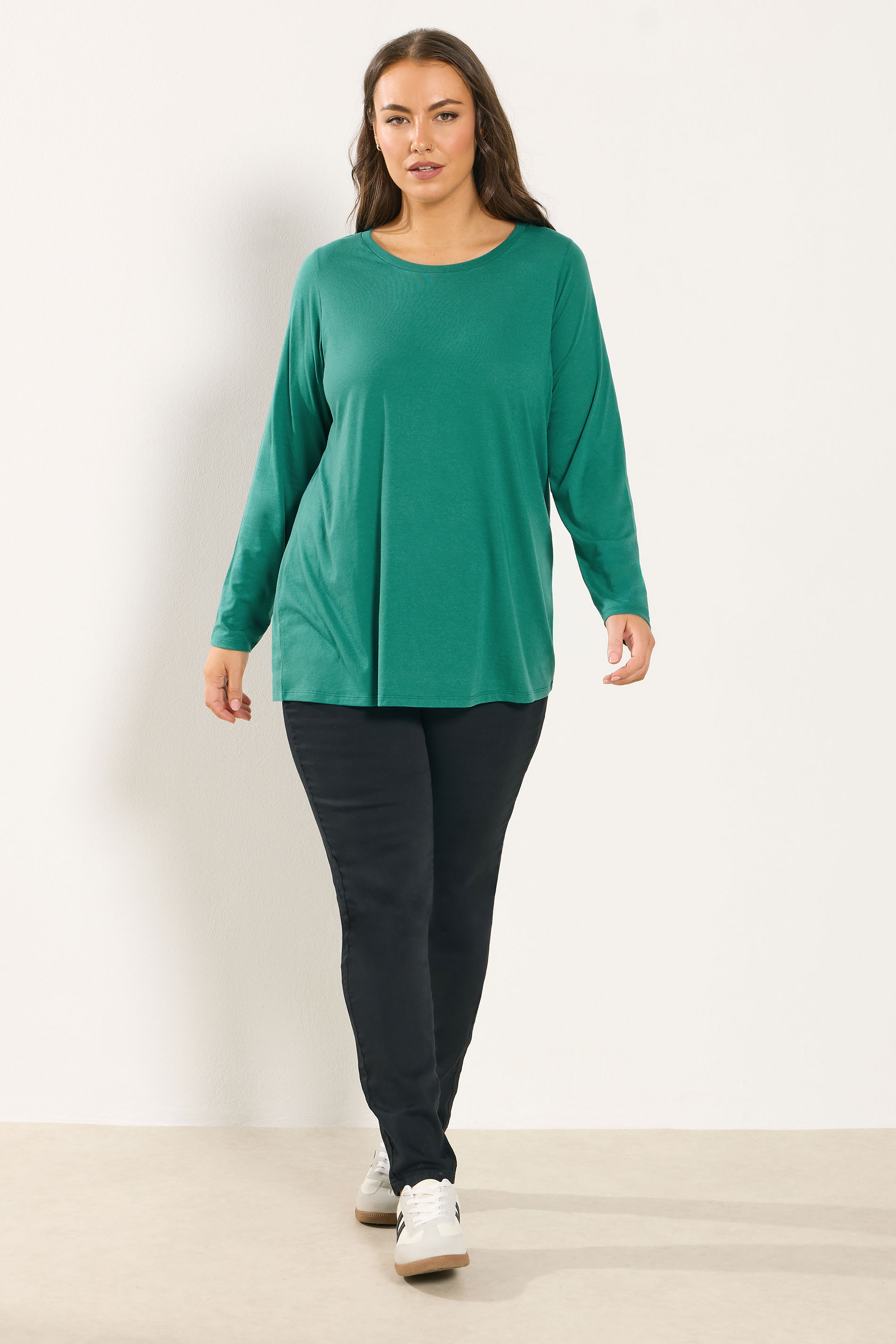 YOURS Plus Size 3 PACK Green & Blue Long Sleeve T-Shirts | Yours Clothing  6