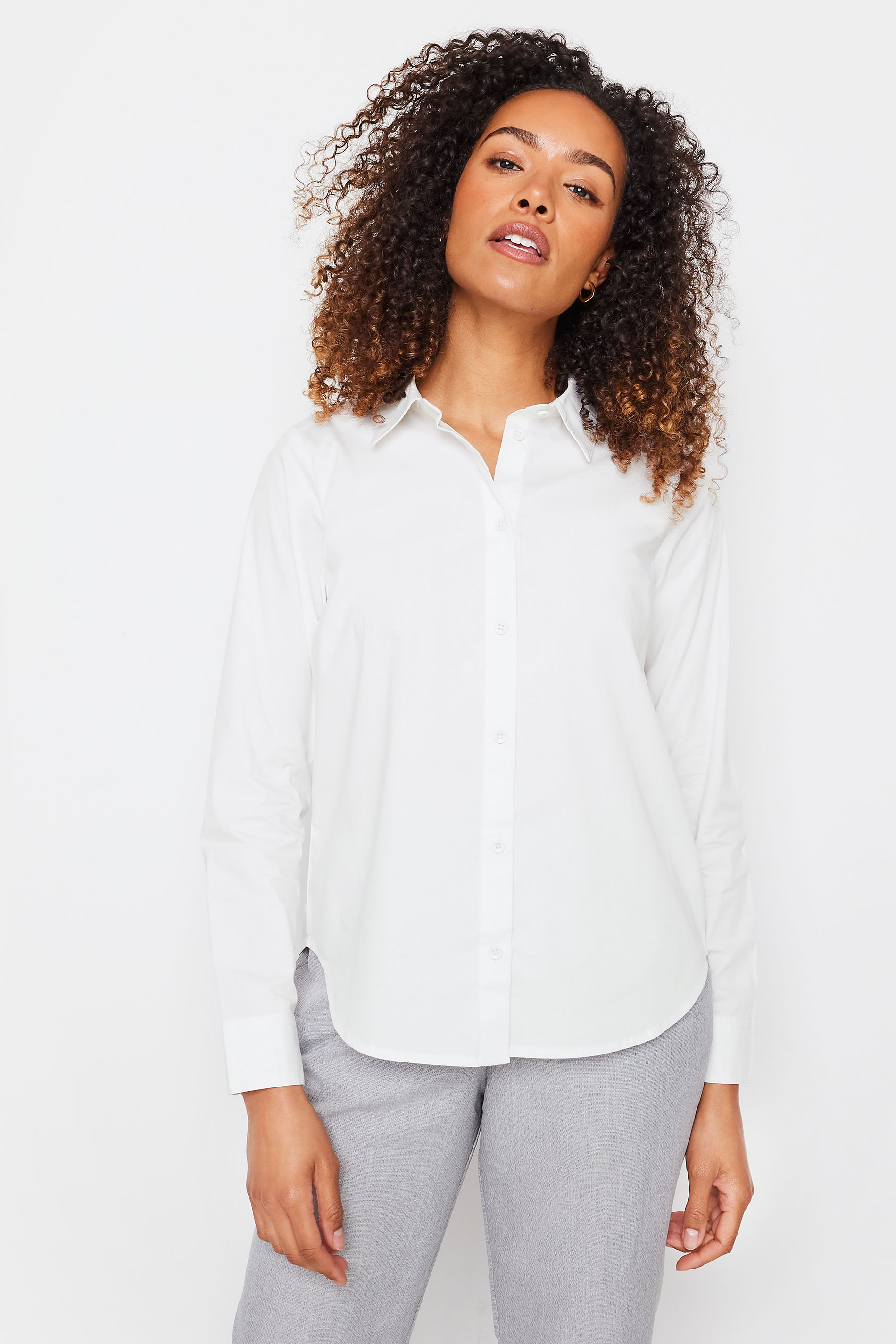 M&Co White Cotton Poplin Long Sleeve Shirt | M&Co 1
