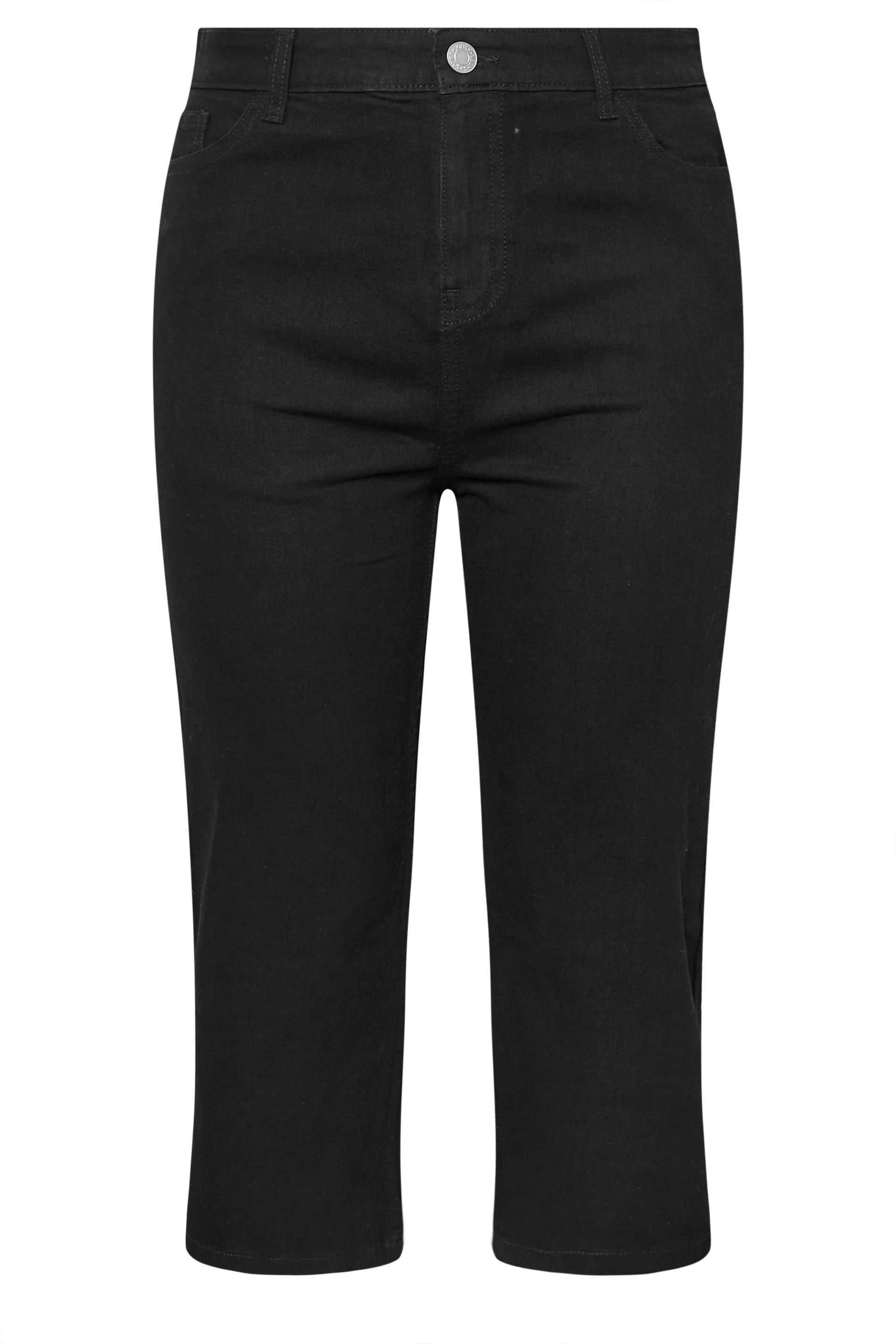 YOURS Plus Size Black Wide Leg Cropped Denim Jeans 6