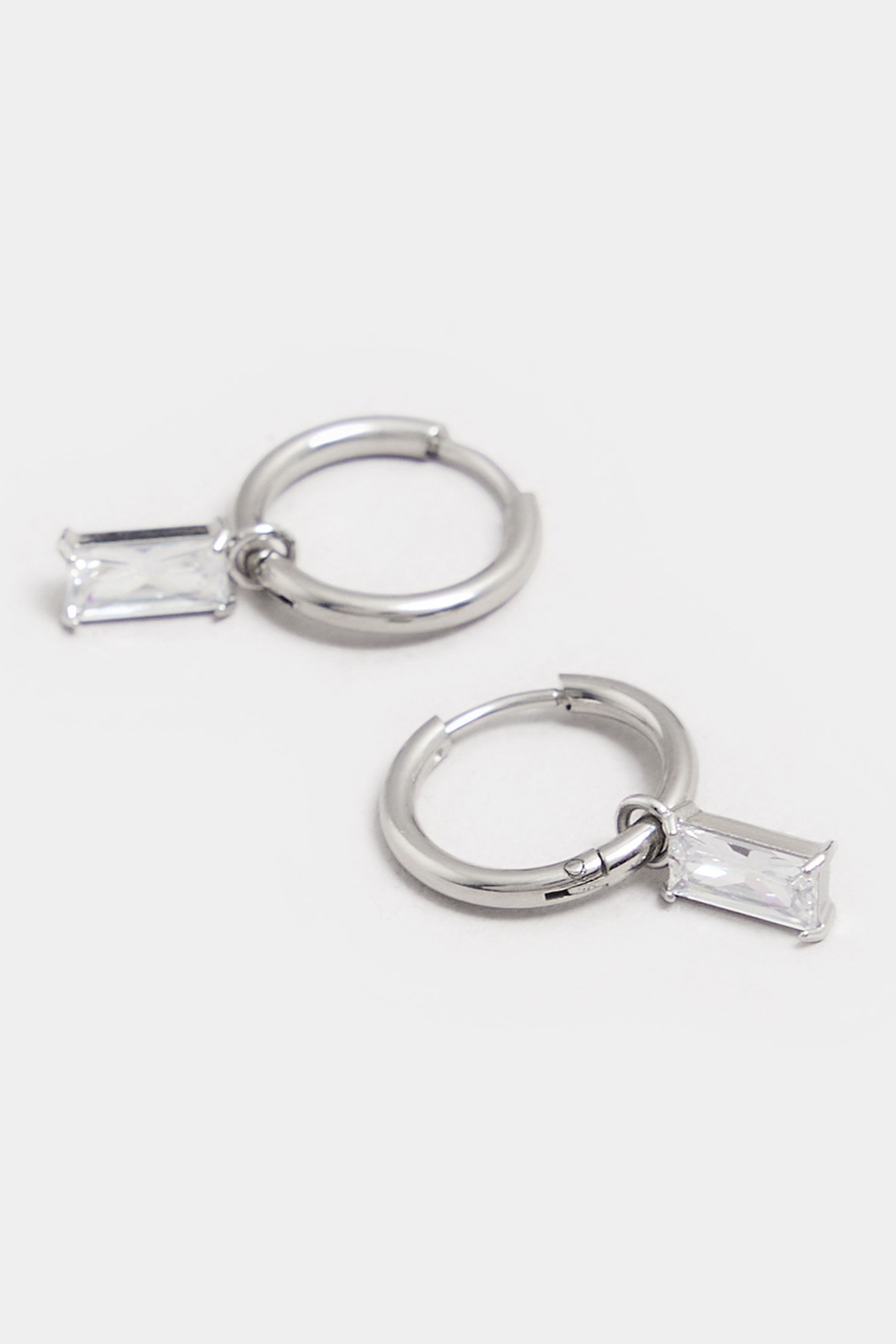 Silver Tone Diamante Mini Hoop Earrings | Yours Clothing  2