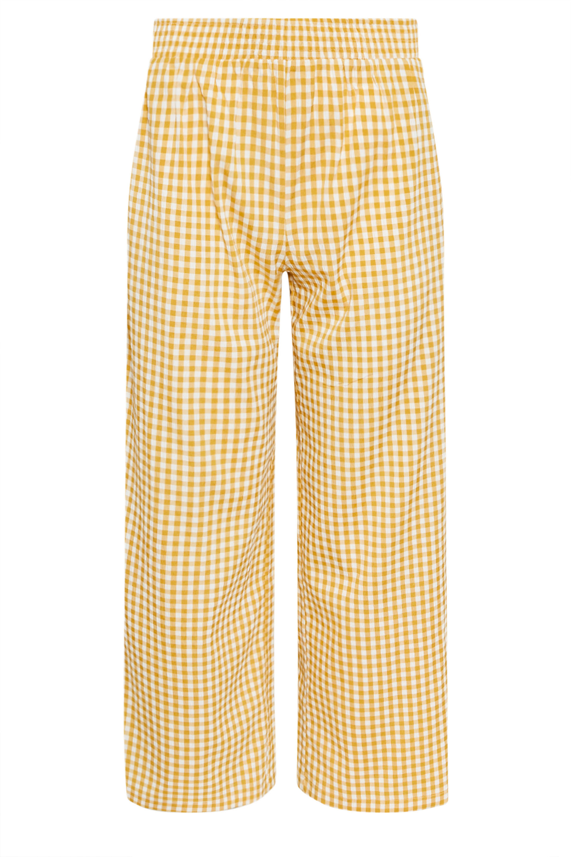 PixieGirl Petite Women's Yellow Gingham Wide Leg Trousers | PixieGirl 6