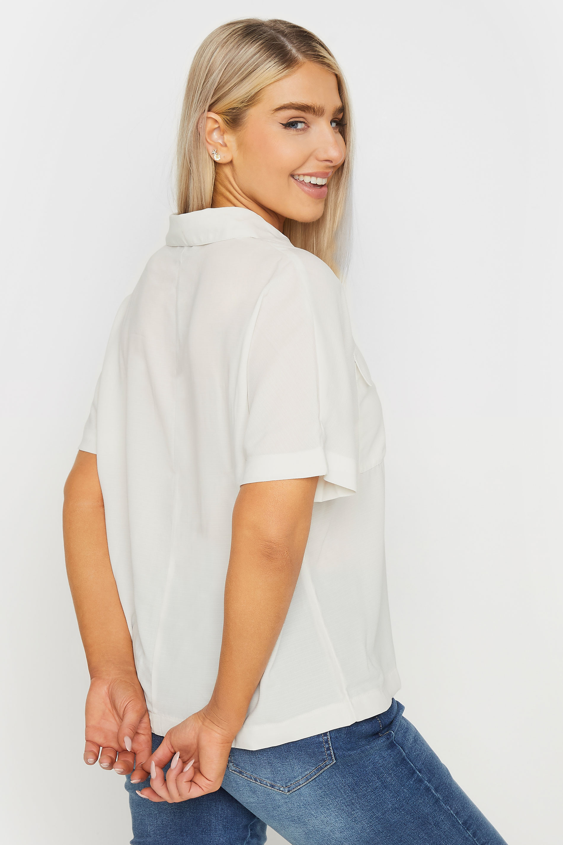 M&Co Ivory White Short Sleeve Utility Shirt | M&Co 3