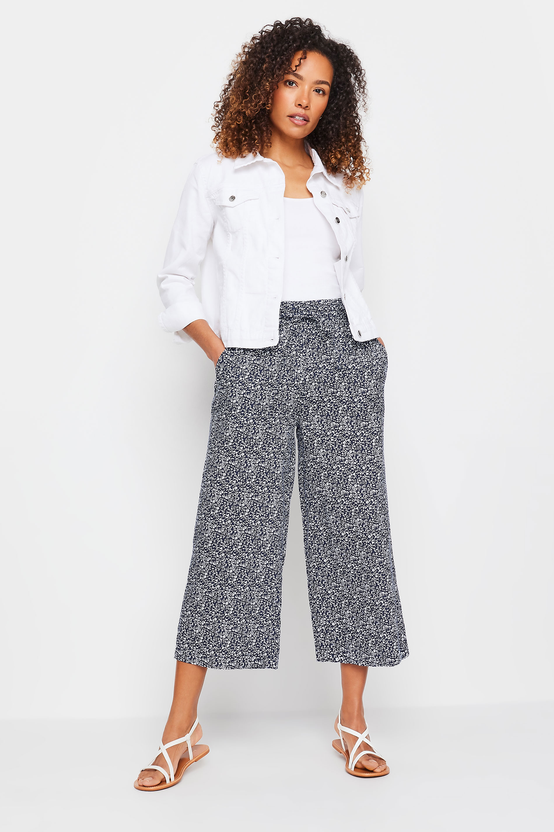 M&Co Navy Blue Ditsy Floral Culottes | M&Co 1