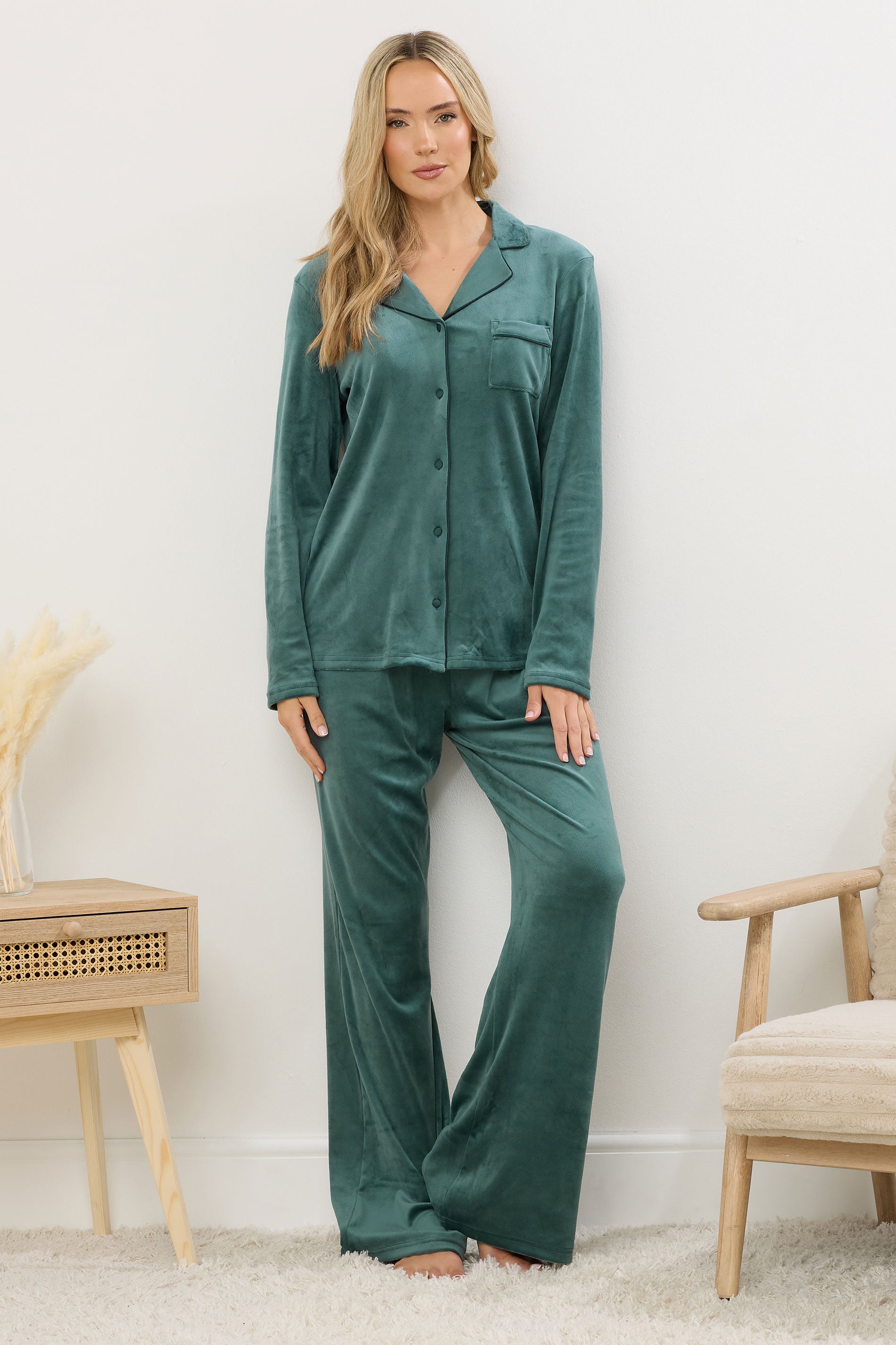 LTS Tall Green Super Luxe Touch Pyjama Set | Long Tall Sally 3