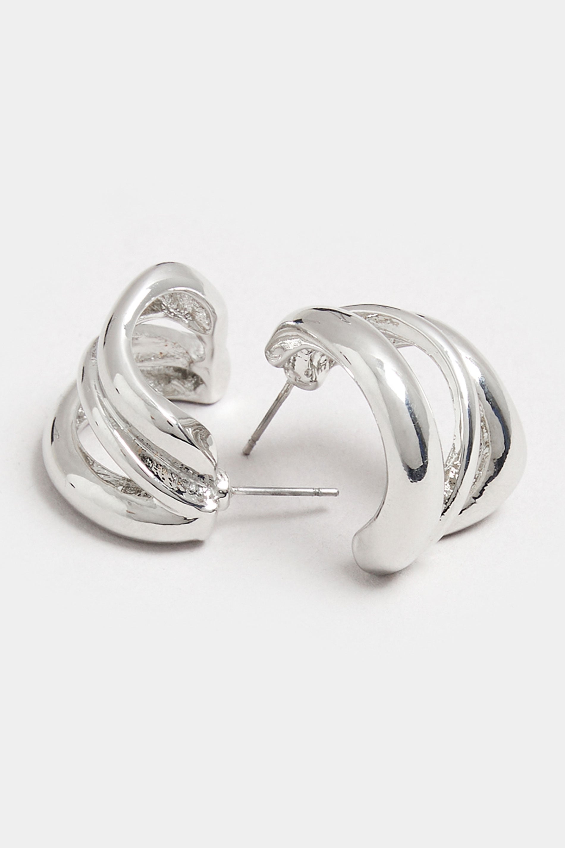 Silver Tone Cuffed Earrings 2
