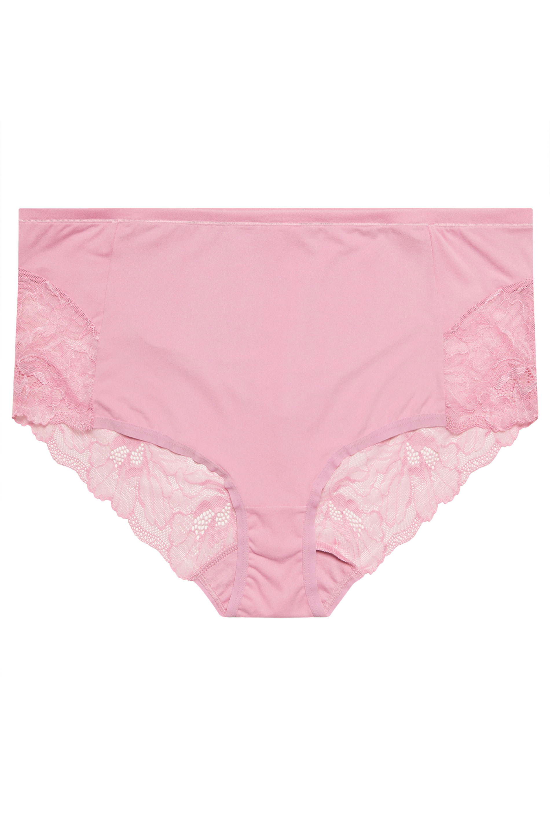 YOURS Plus Size Pink Microfibre Lace Shorts | Yours Clothing 5