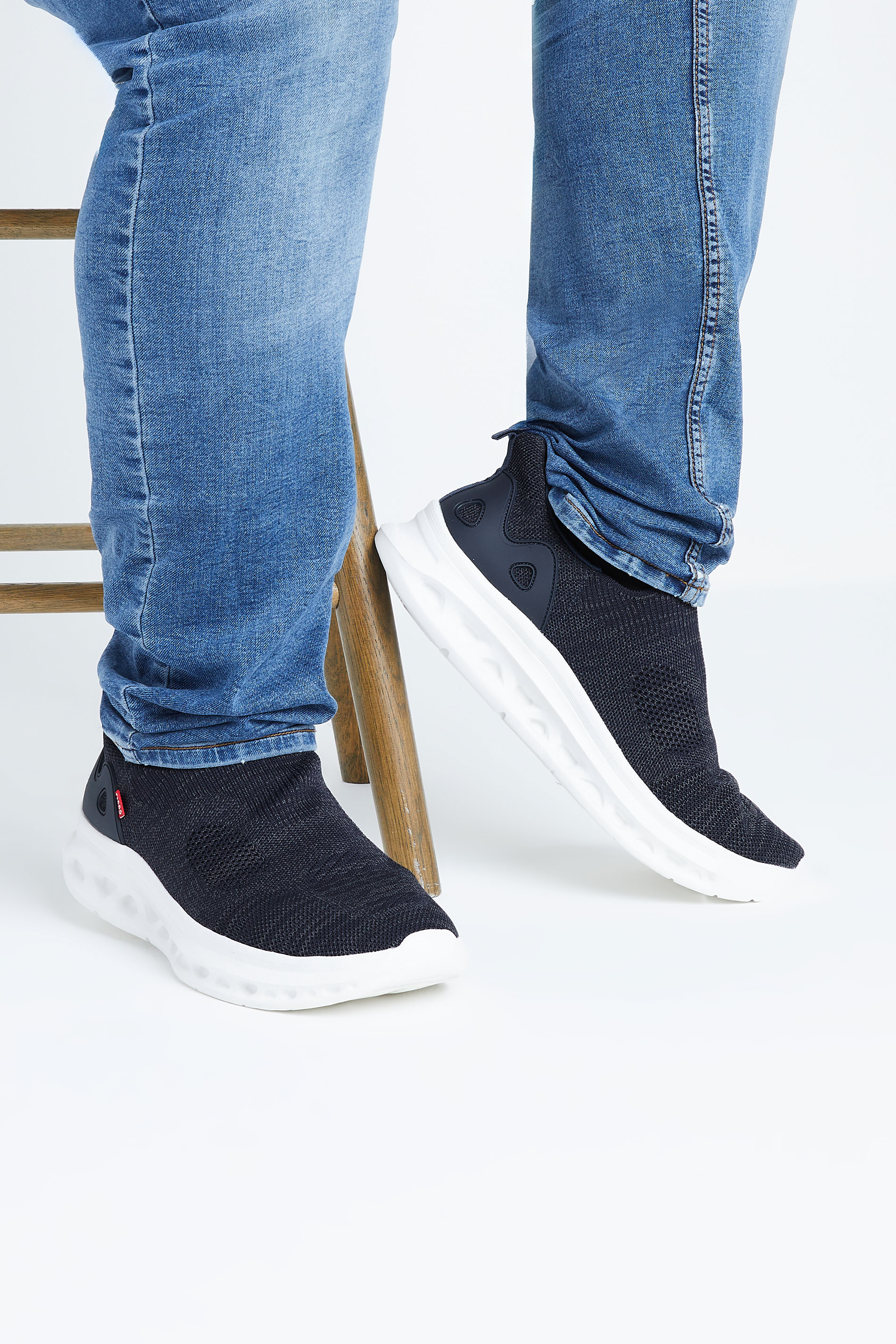 D555 Navy Hands Free Shoes With Knitted Top | BadRhino 3