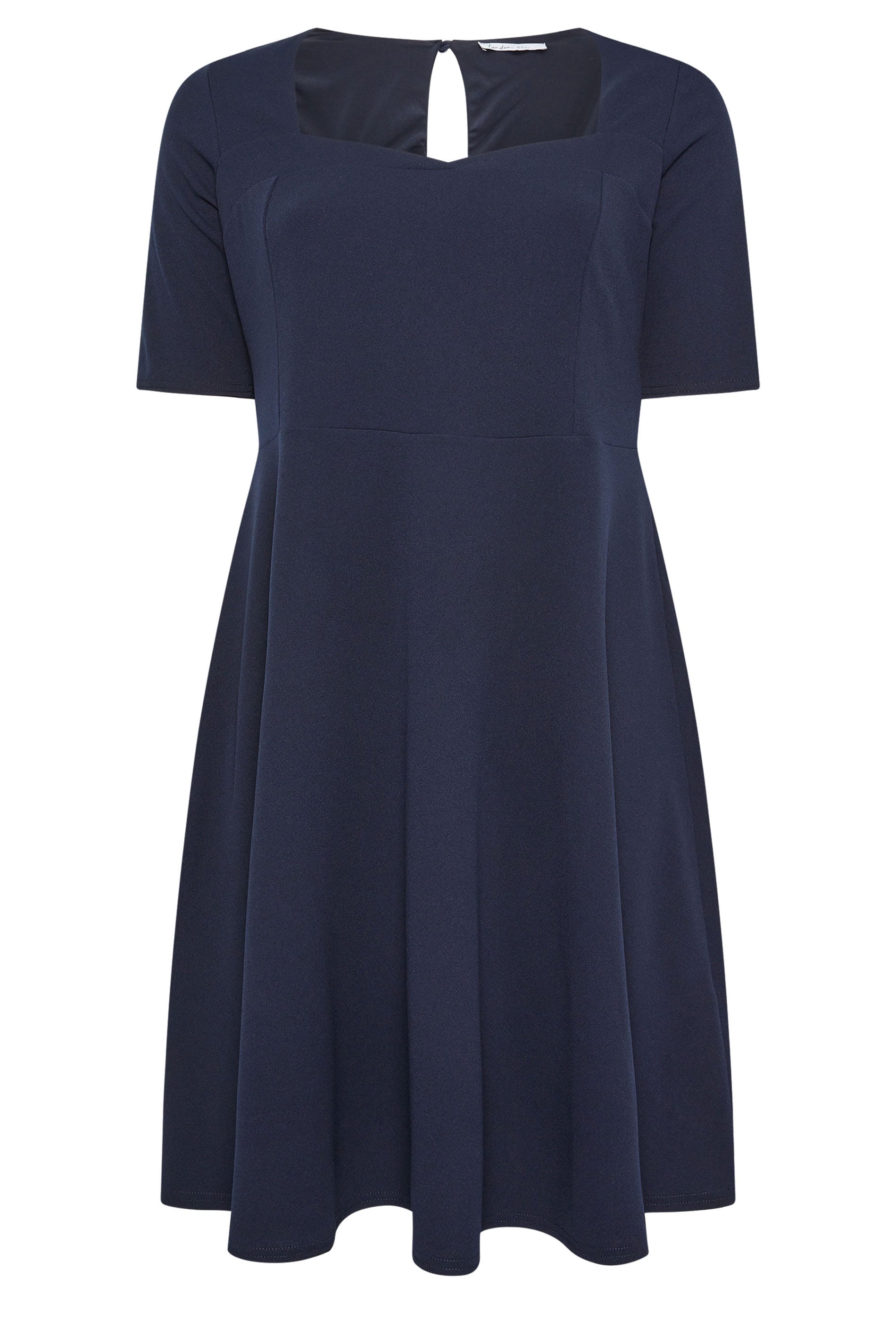 YOURS LONDON Plus Size Navy Blue Panel Skater Dress | Yours Clothing 5