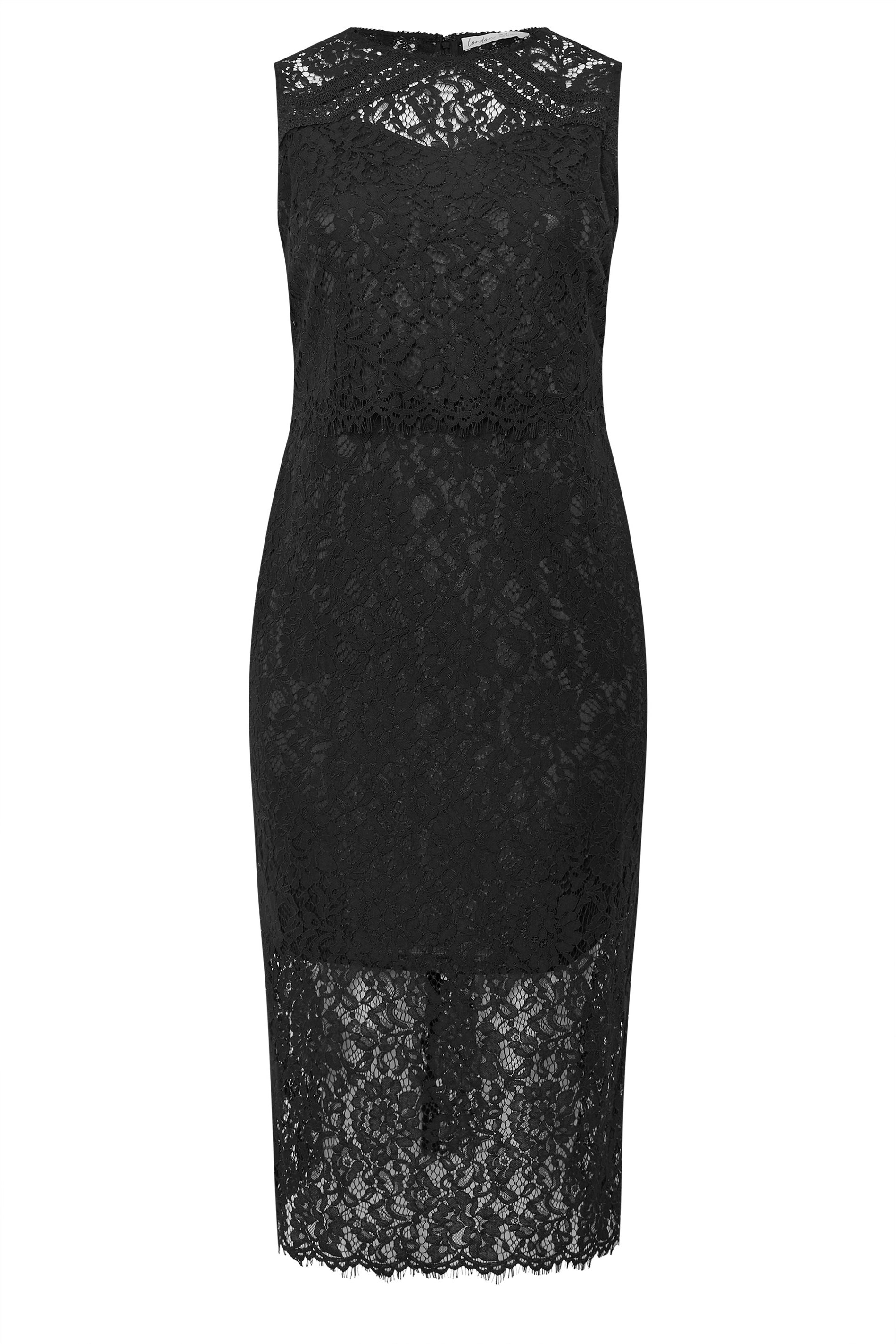 YOURS LONDON Plus Size Black Lace Midi Dress | Yours Clothing 5