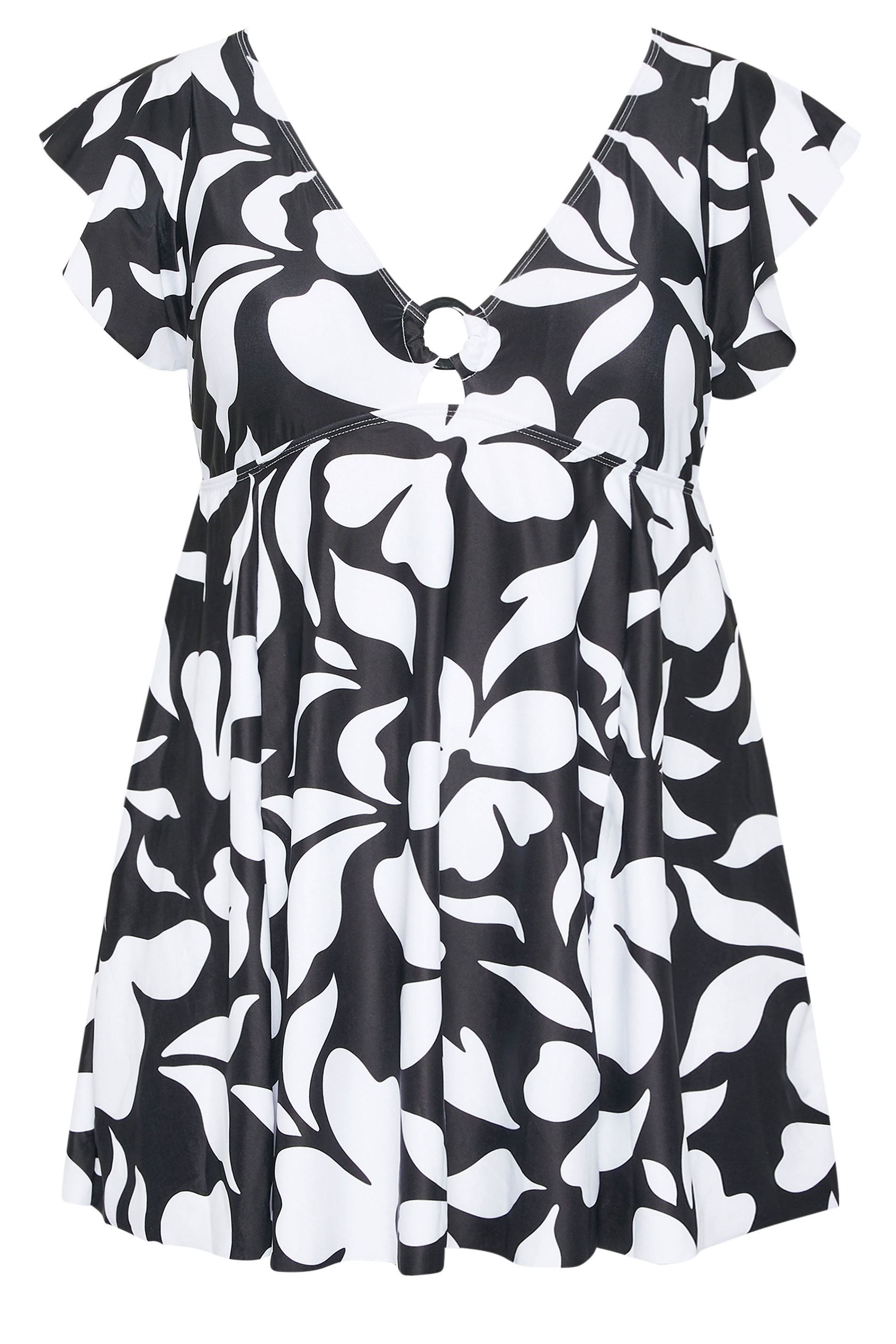 YOURS Plus Size Black Floral Print Swim Dress | Yours Clothing 6