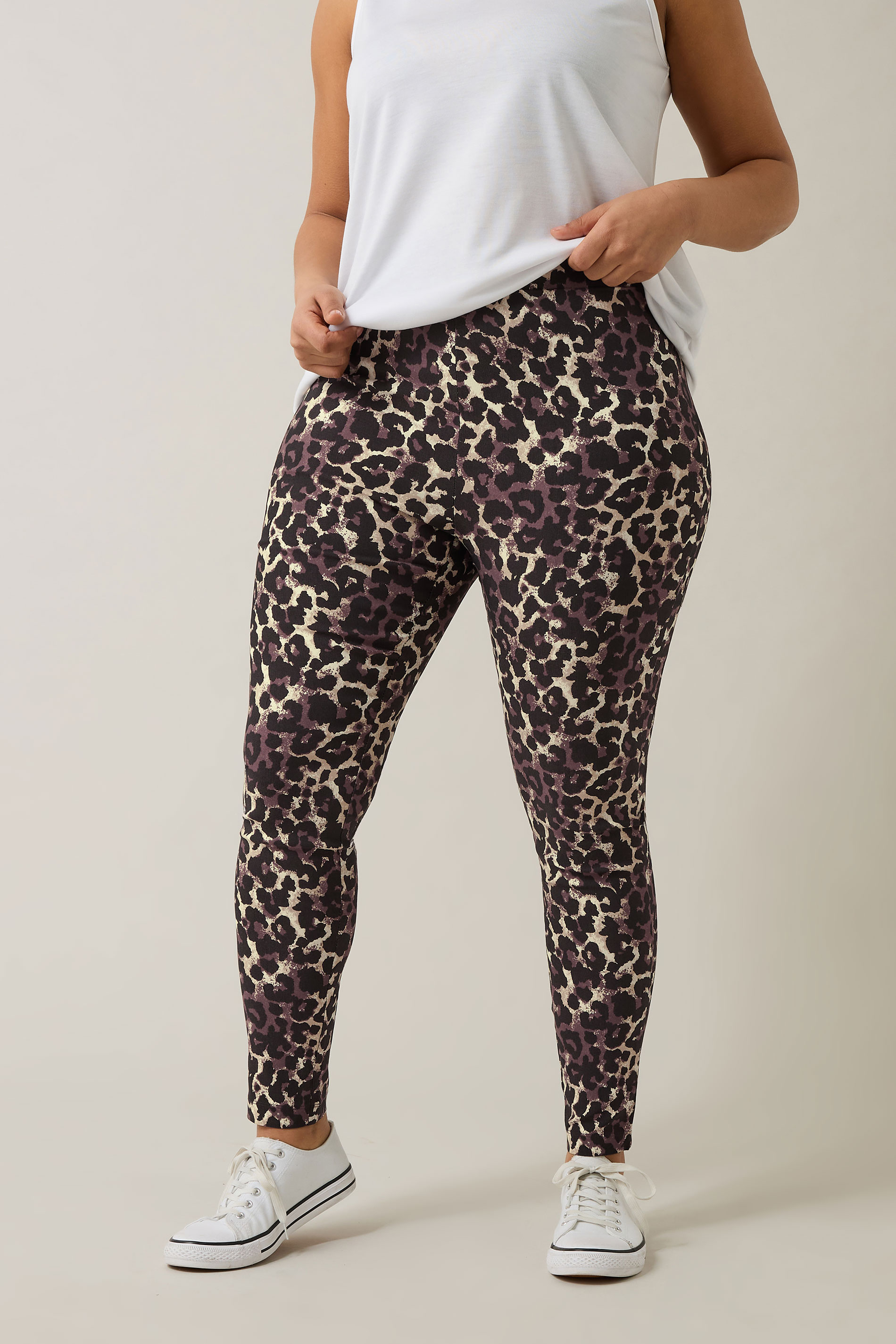 EVANS Plus Size Natural Brown Leopard Print Trousers | Evans 3