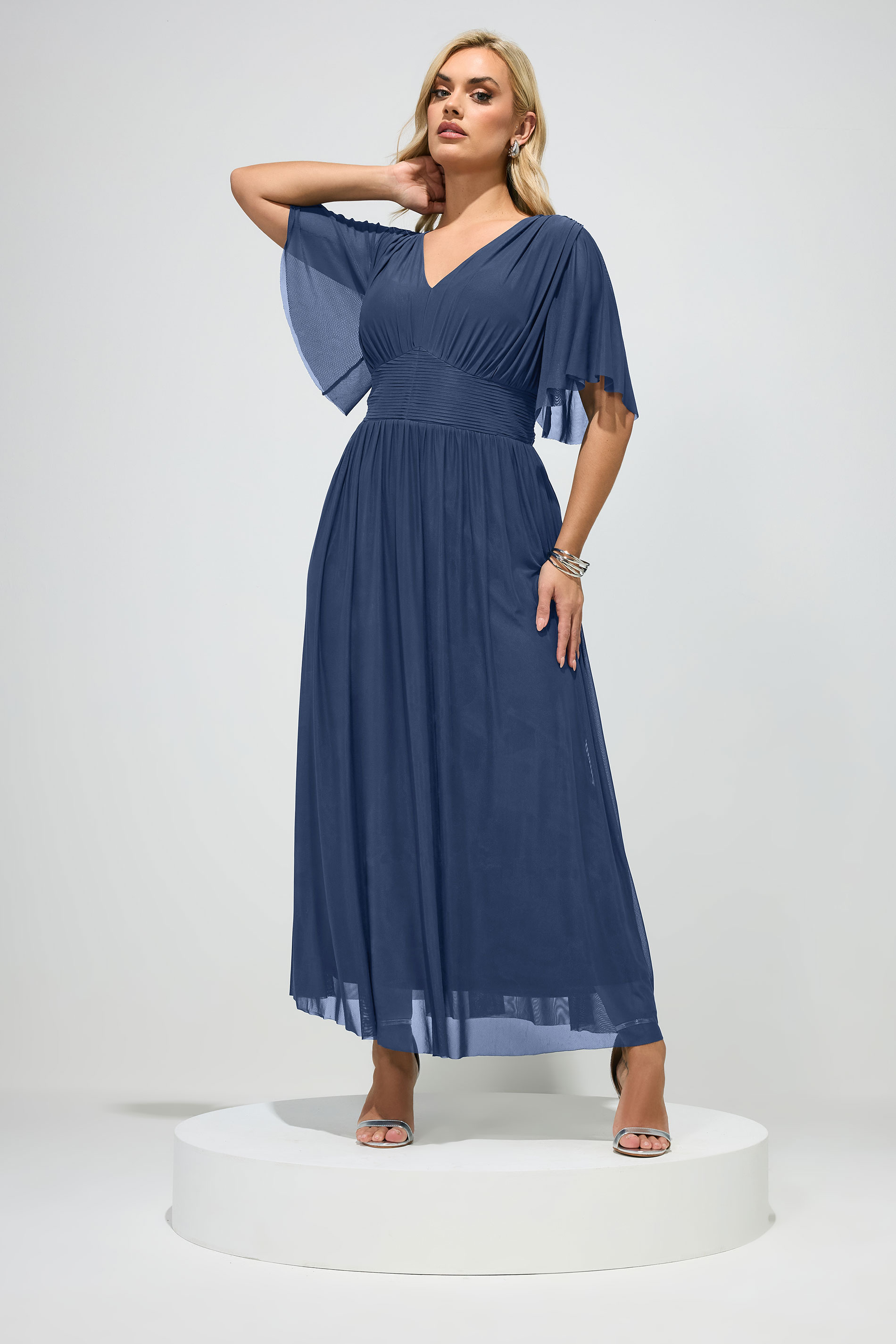 YOURS LONDON Plus Size Navy Blue Gathered Maxi Dress | Yours Clothing 3