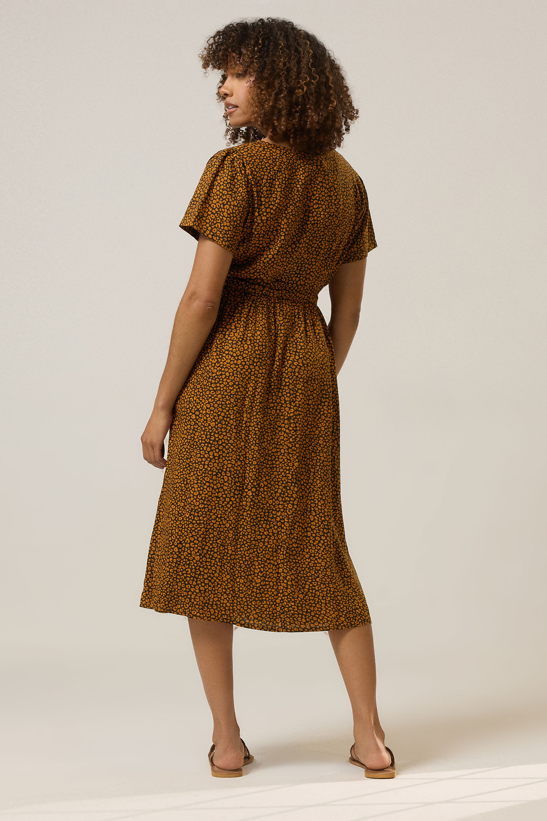 M&Co Brown Animal Print Tie Belt Midi Dress | M&Co 2