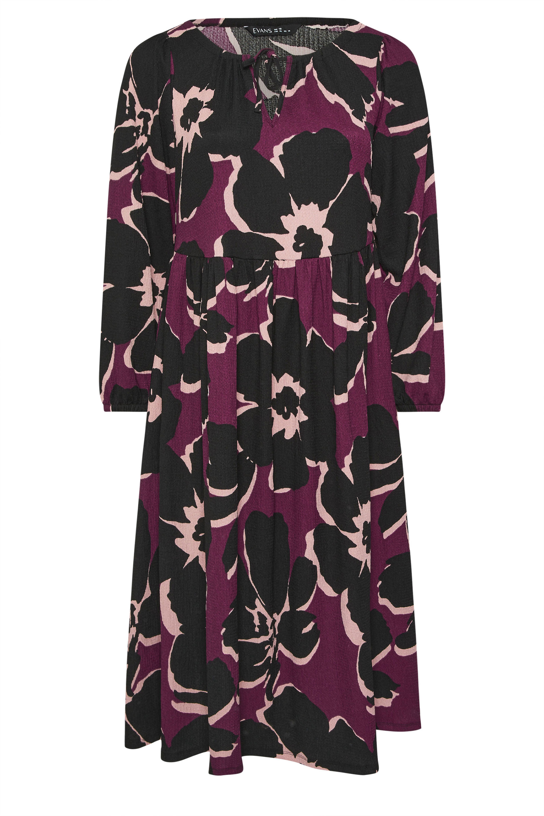 EVANS Plus Size Purple Floral Tie Neck Maxi Dress | Evans 5