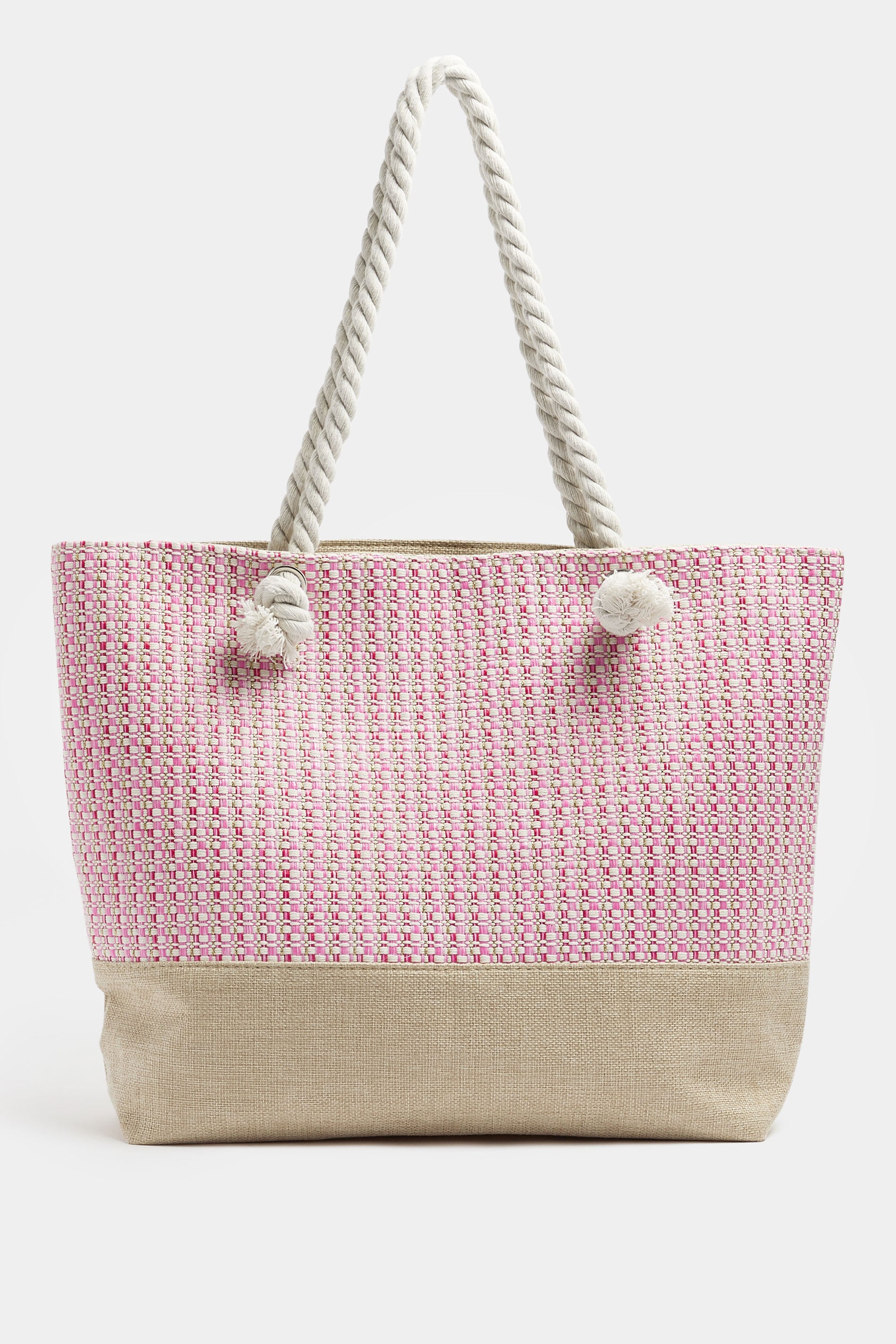 Pink Tweed Look Tote Bag | Yours Clothing 3