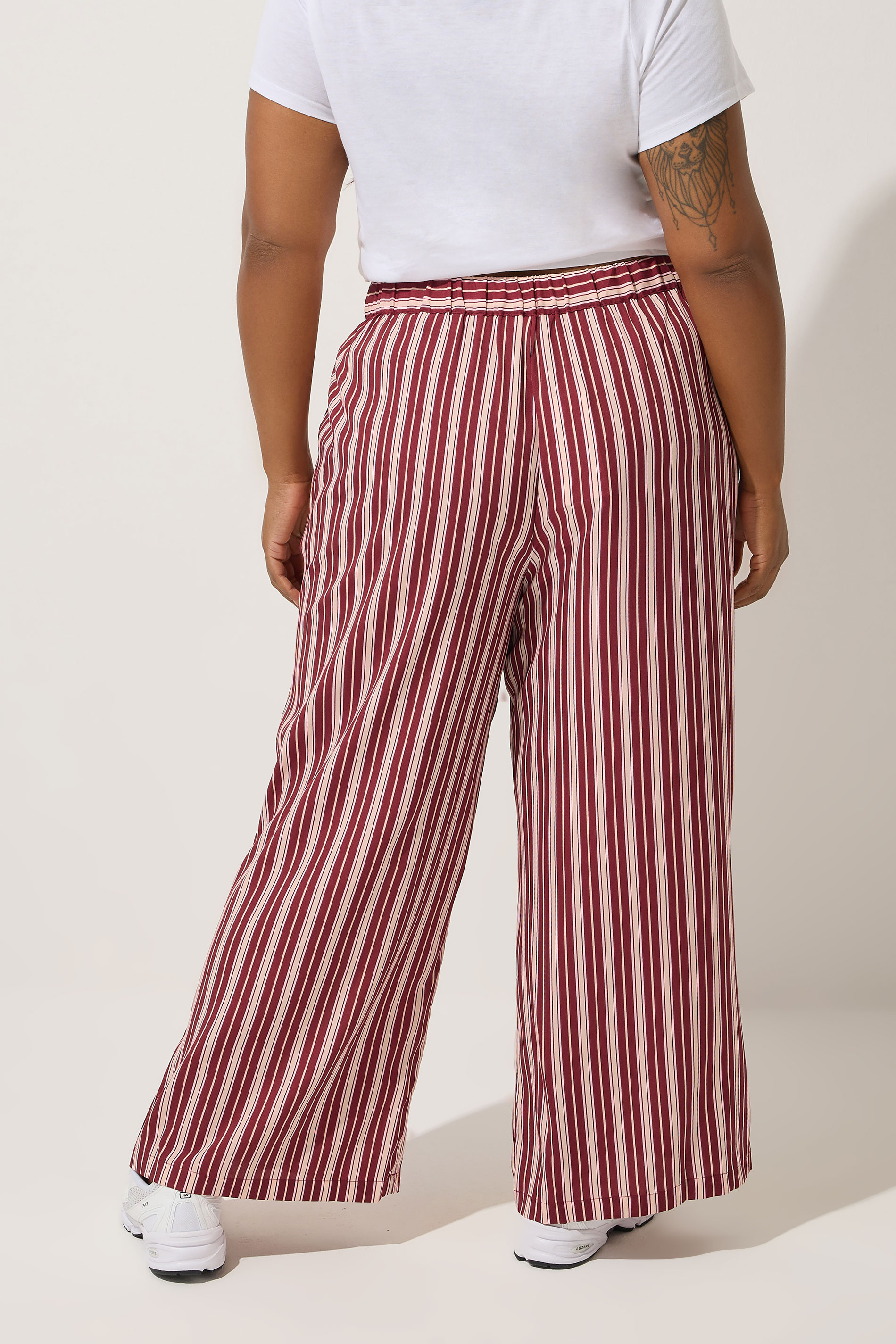 LIMITED COLLECTION Plus Size Dark Pink Stripe Boxer Waist Trousers | Yours Clothing 2