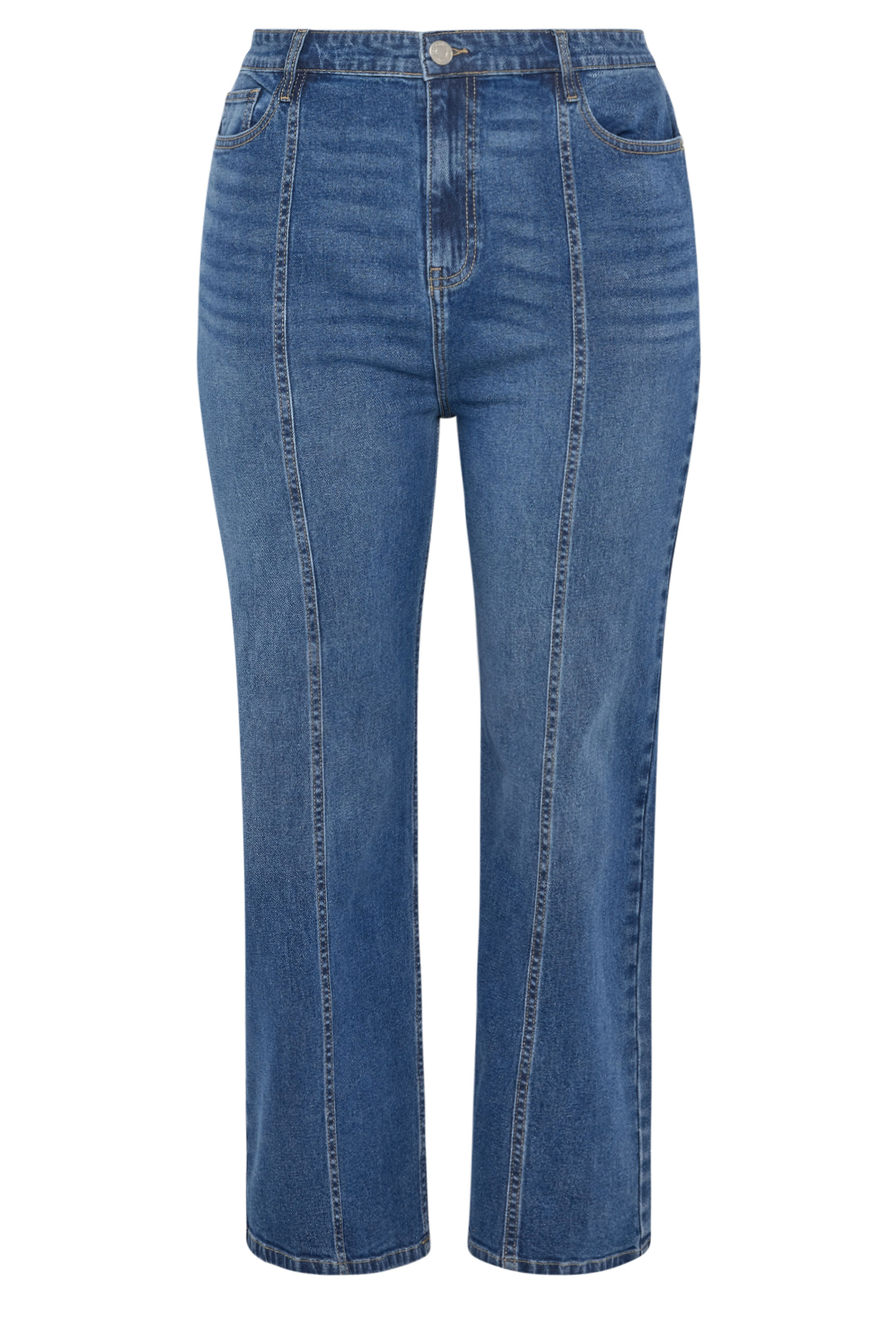 YOURS Plus Size Blue Front Seam Wide Leg Jeans | Yours Clothing 5