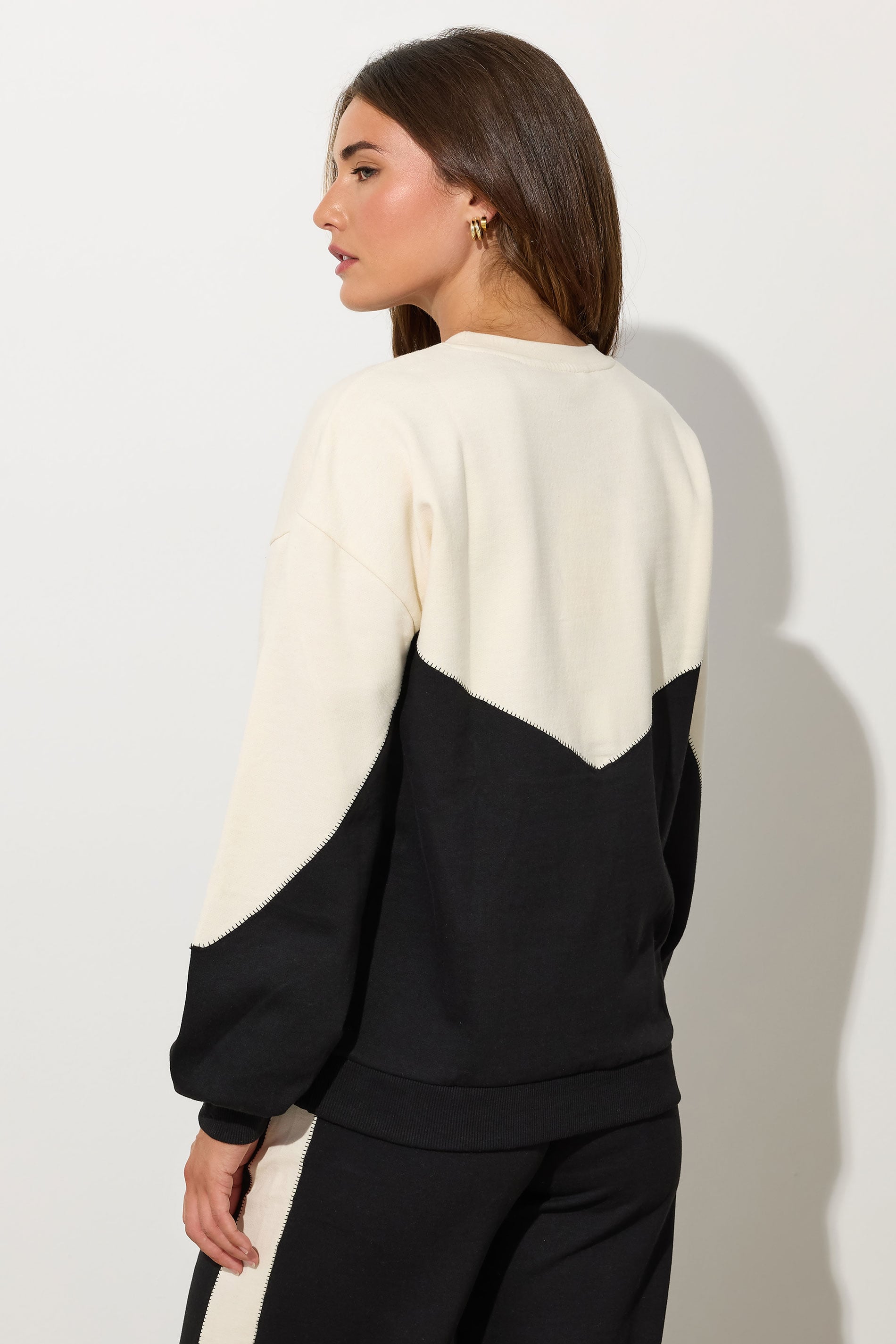 LTS Tall Black Contrast Colour Block Sweatshirt | Long Tall Sally 4