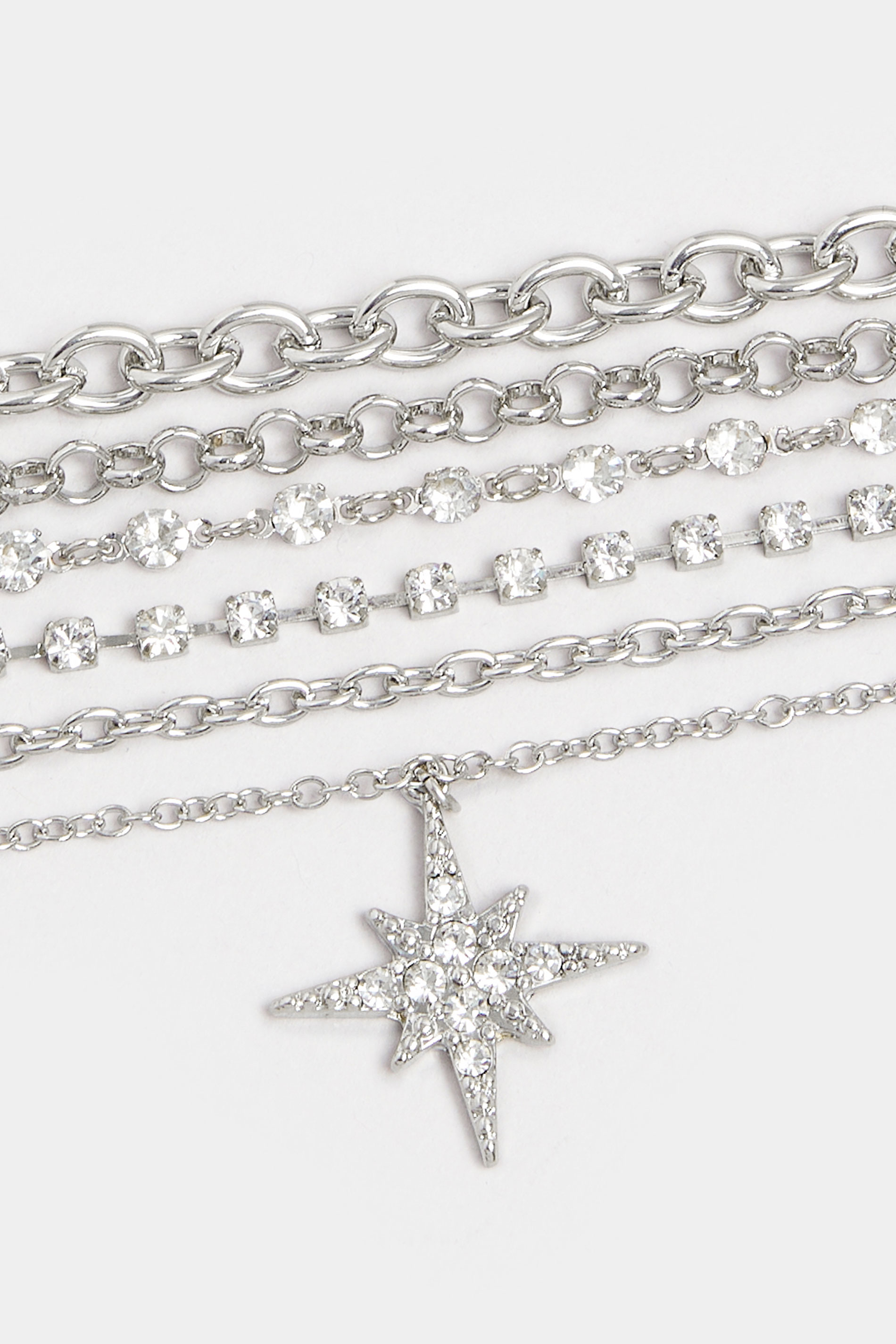Silver Tone Star Diamante Choker Necklace | Yours Clothing 2