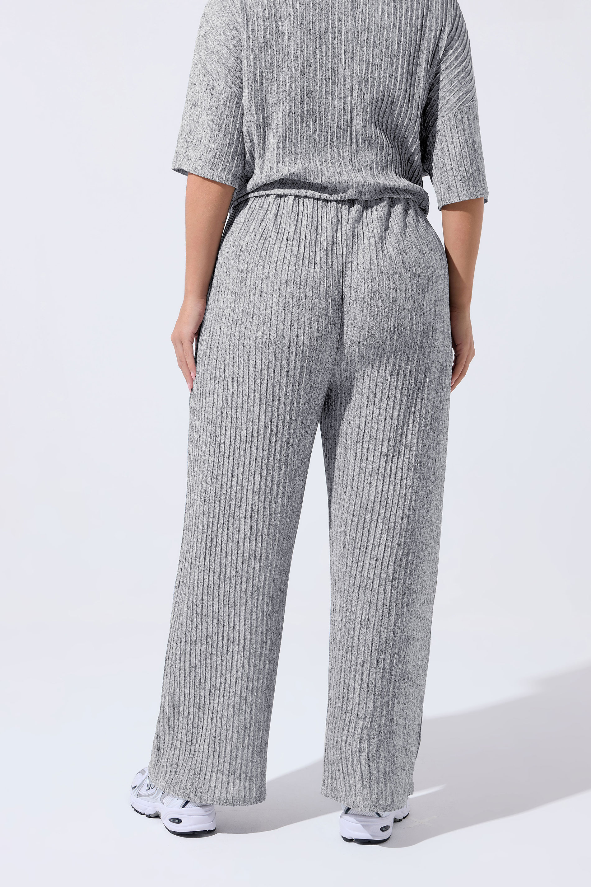 LIMITED COLLECTION Plus Size Grey Plisse Wide Leg Trousers | Yours Clothing 2