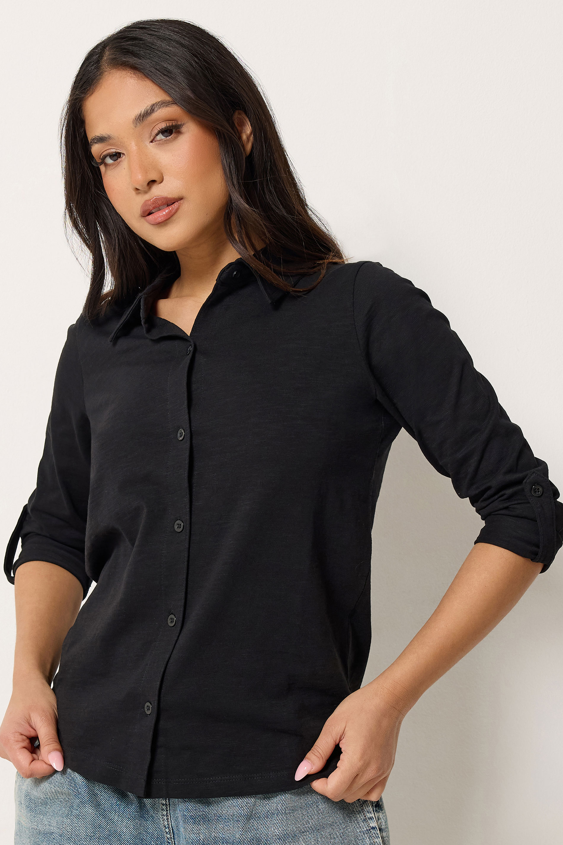 PixieGirl Petite Women's Black Button Cotton Shirt | PixieGirl 3