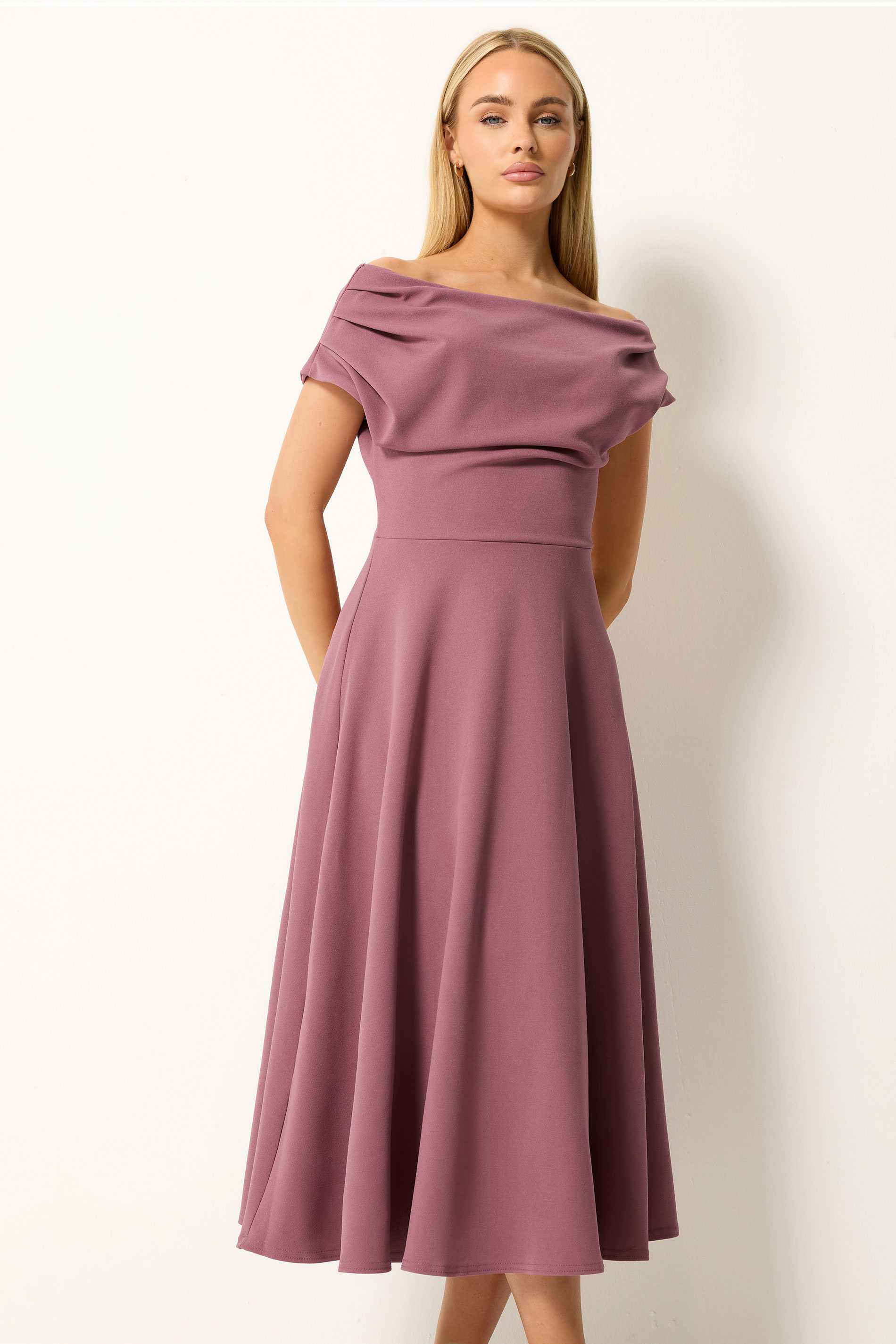 STAR Mauve Purple Off Shoulder Fit and Flare Dress | StarByJM 1