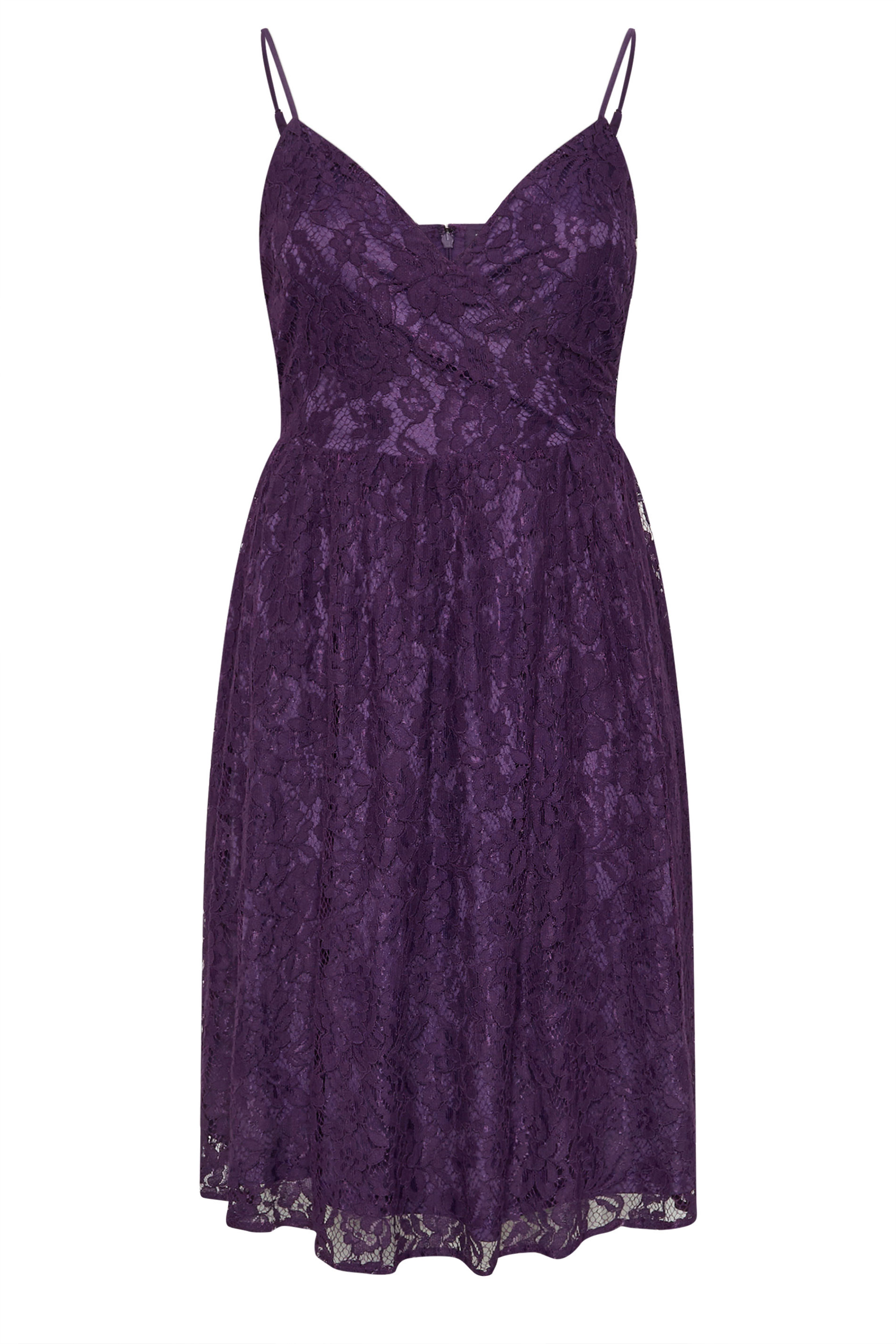 YOURS LONDON Plus Size Purple Lace Skater Dress | Yours Clothing  5
