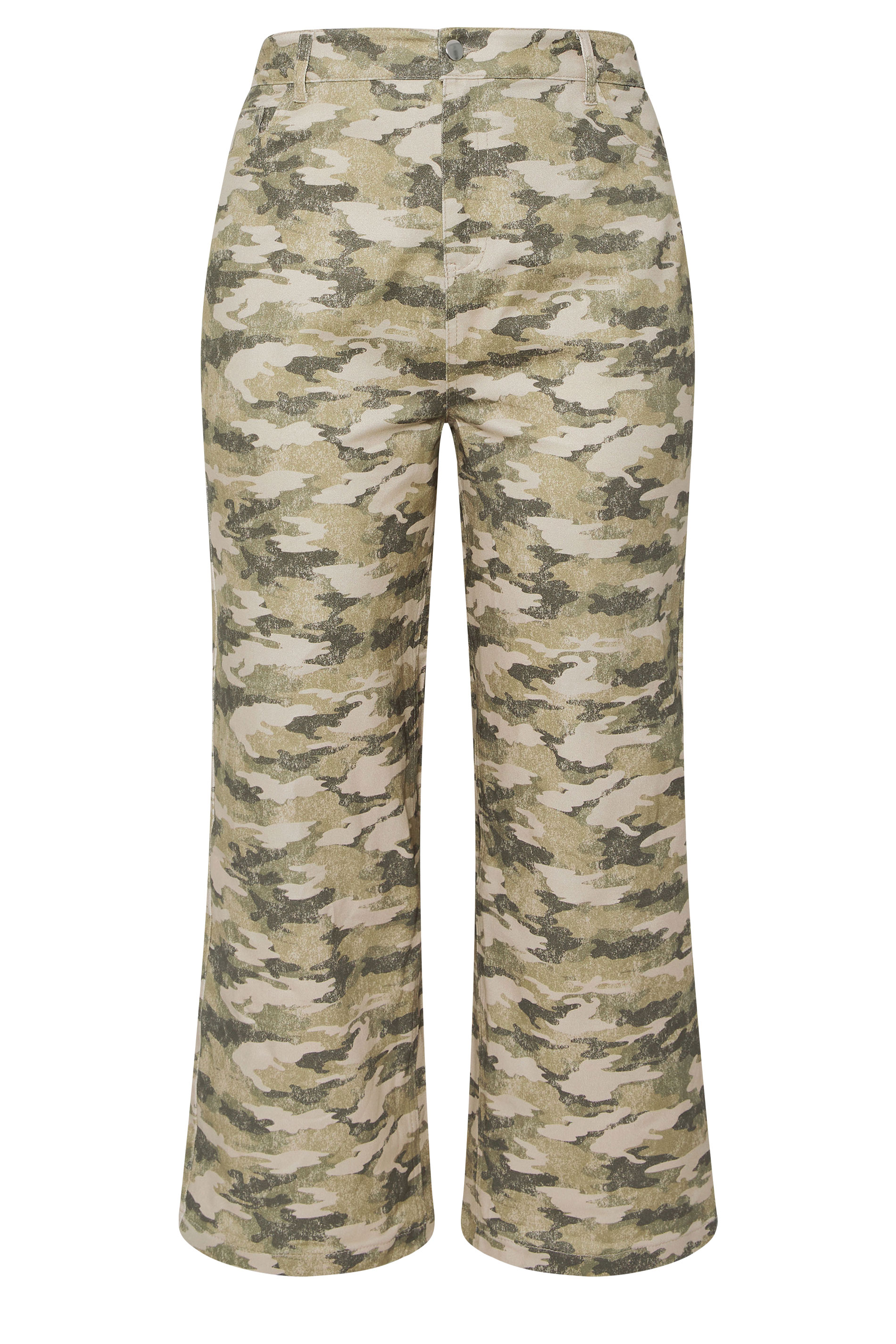 LIMITED COLLECTION Plus Size Khaki Green Camo Wide Leg Jeans | Yours Clothing 6