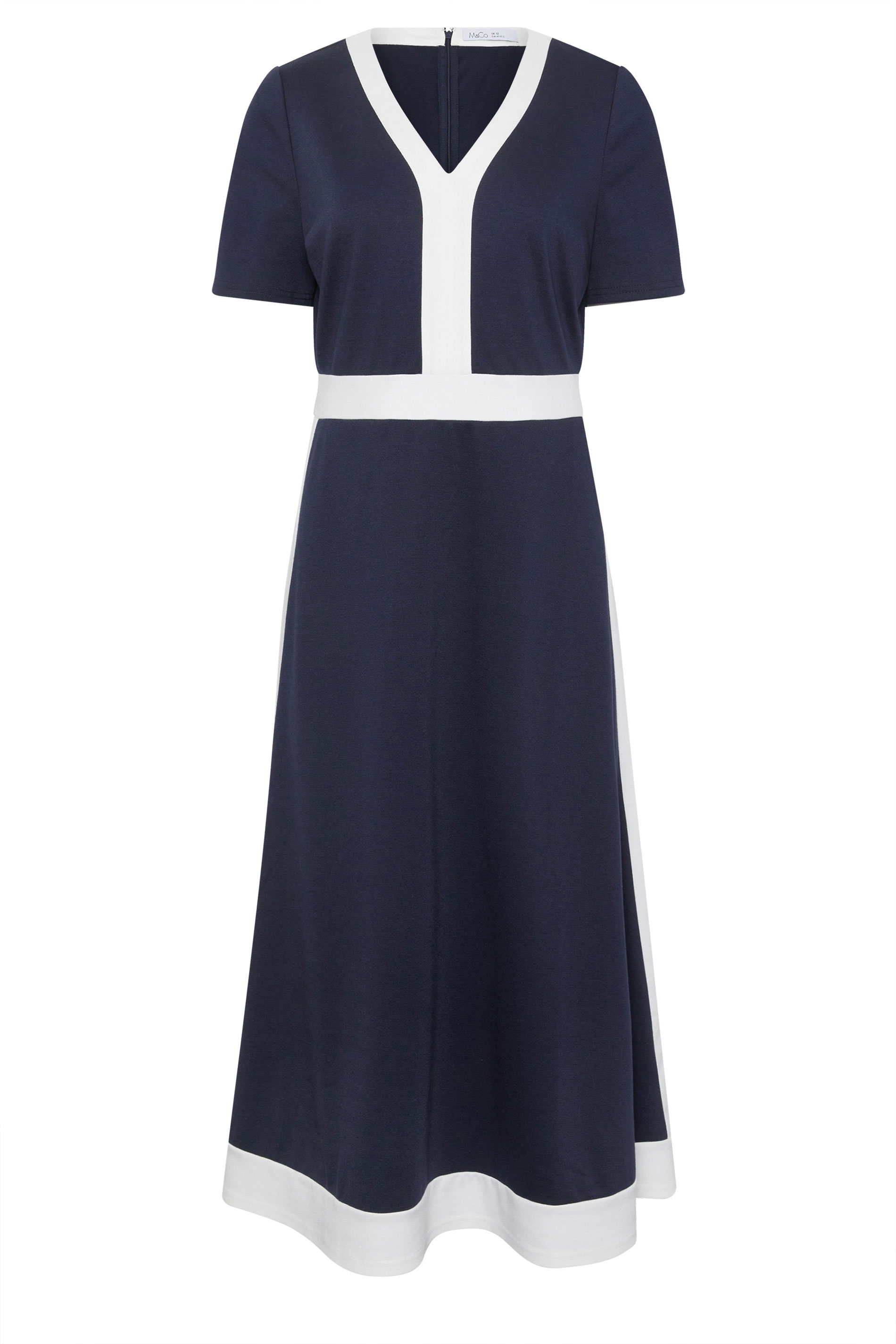 M&Co Navy Blue Colourblock Midi Dress | M&Co 7