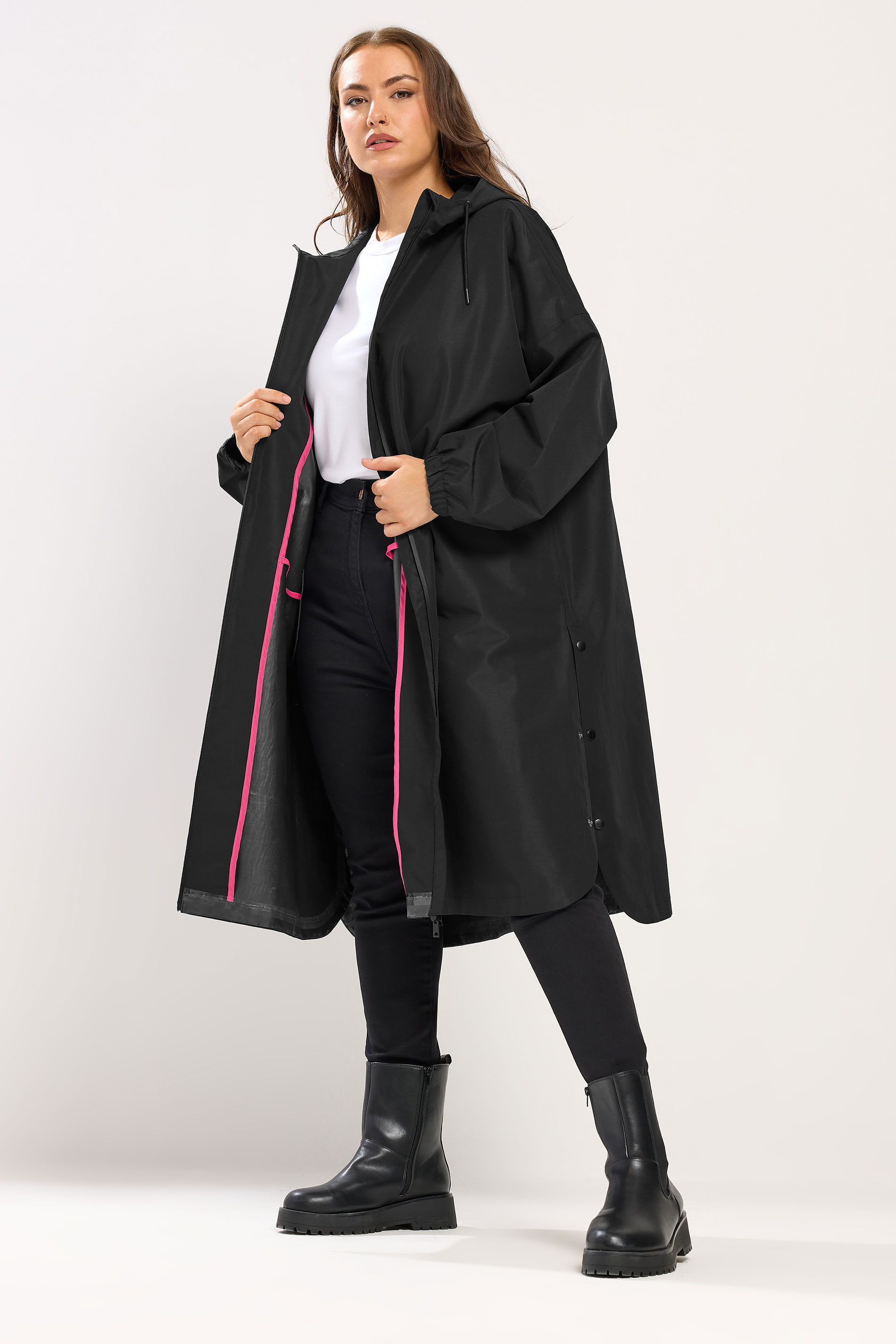 YOURS Plus Size Black Waterproof Longline Parka Jacket | Yours Clothing 1
