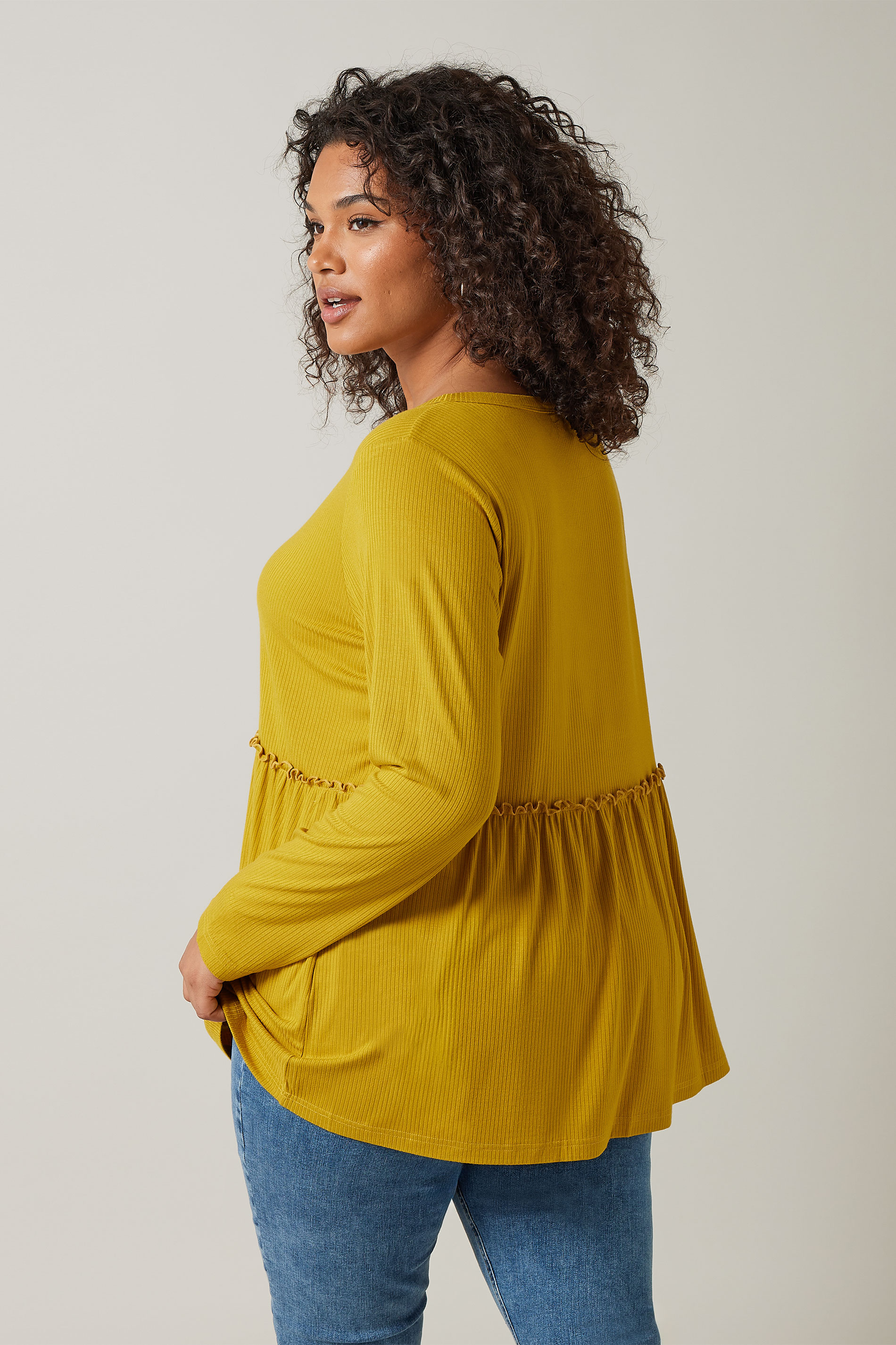 EVANS Plus Size Yellow Long Sleeve Top | Evans 2