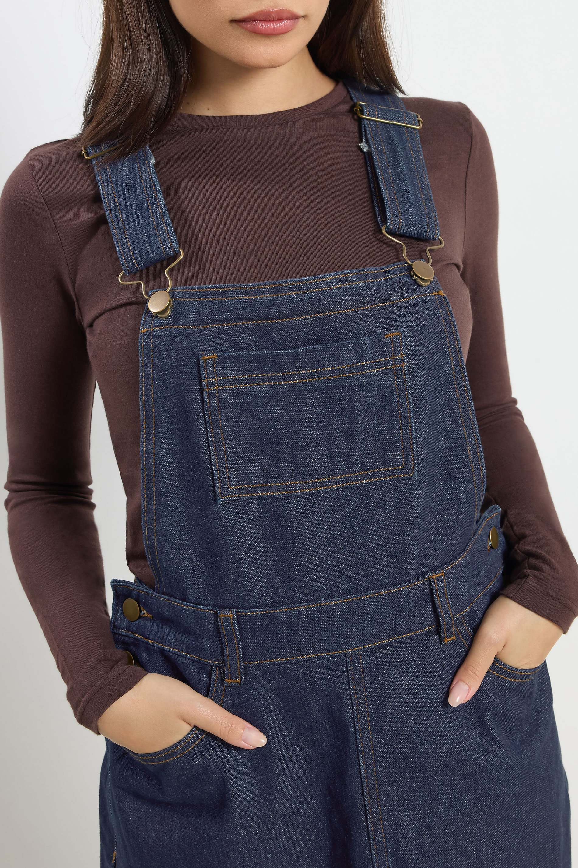 PixieGirl Petite Women's Indigo Blue Denim Pinafore Cotton Dress | PixieGirl 4