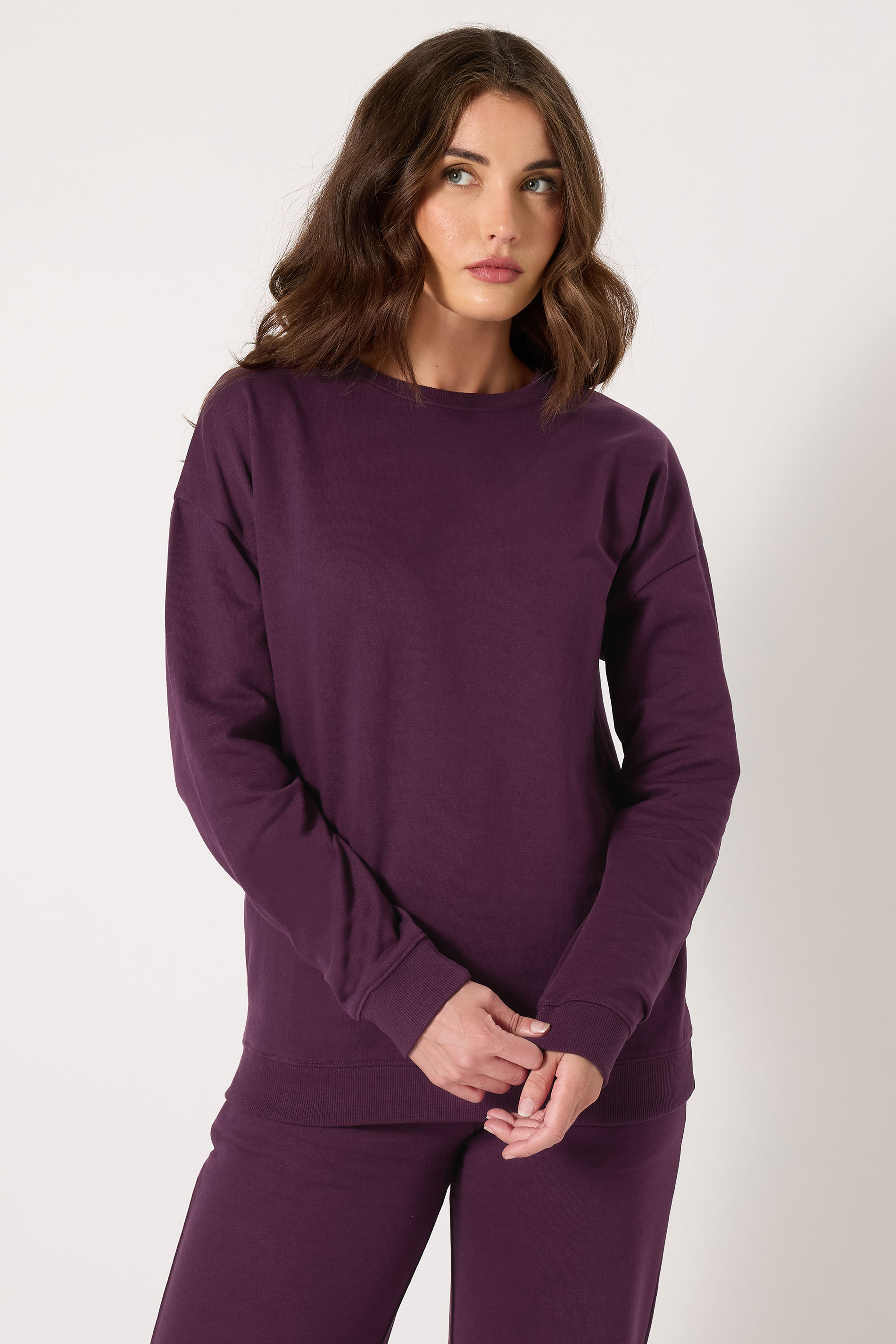 LTS Tall Purple Crew Neck Sweatshirt | Long Tall Sally 1