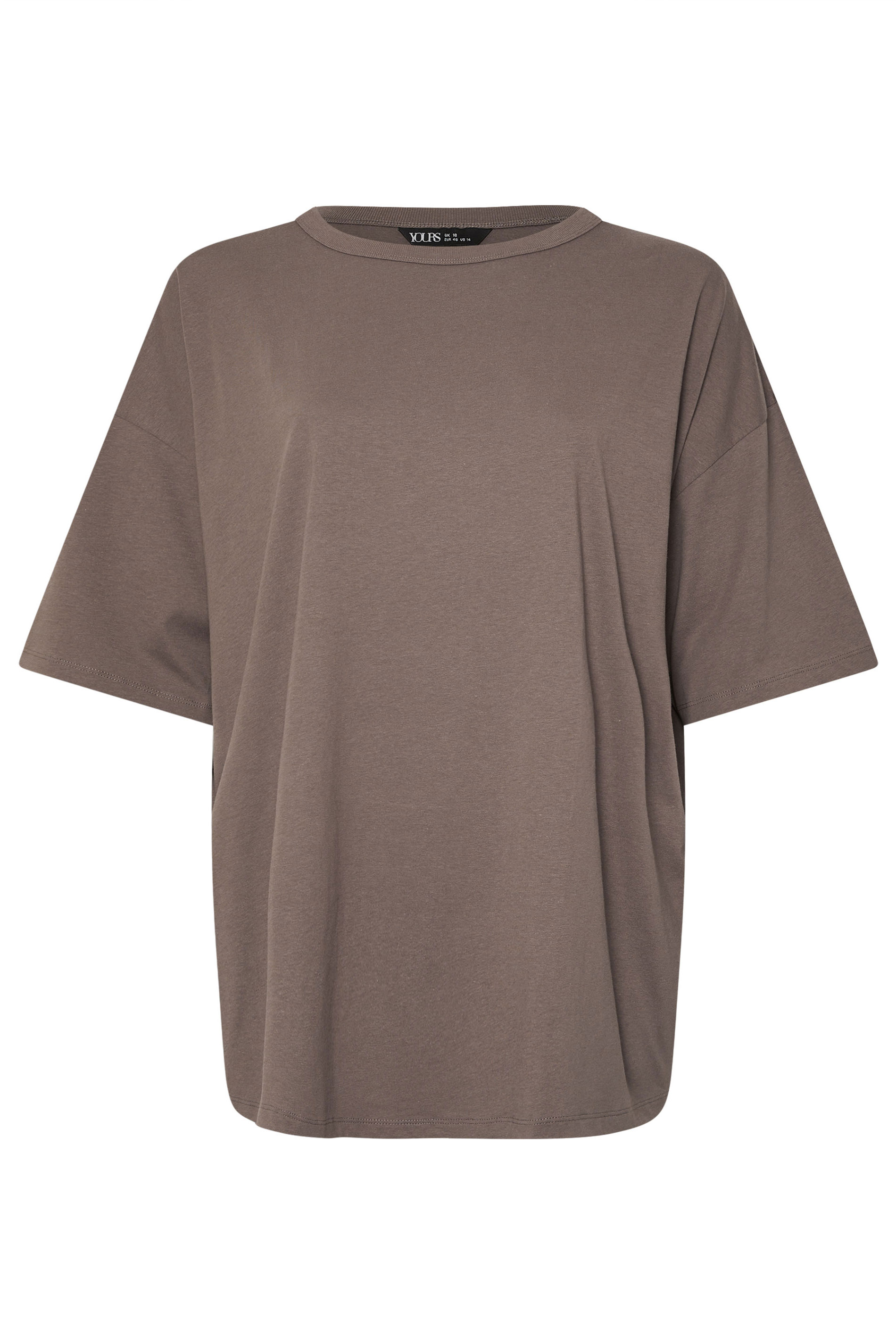 YOURS Plus Size Brown Oversized Boxy T-Shirt | Yours Clothing 5