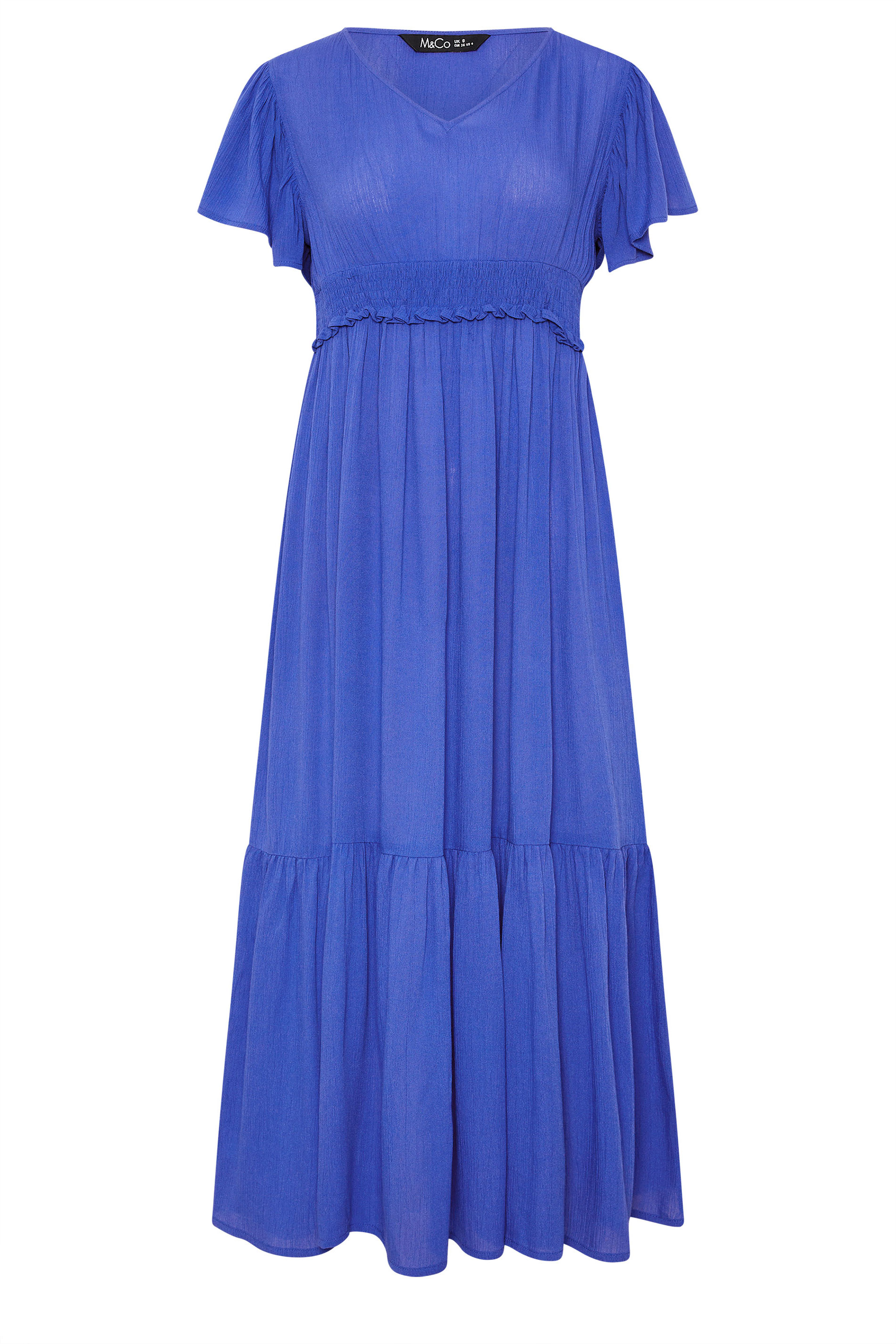 M&Co Petite Cobalt Blue Shirred Waist Maxi Dress | M&Co 5