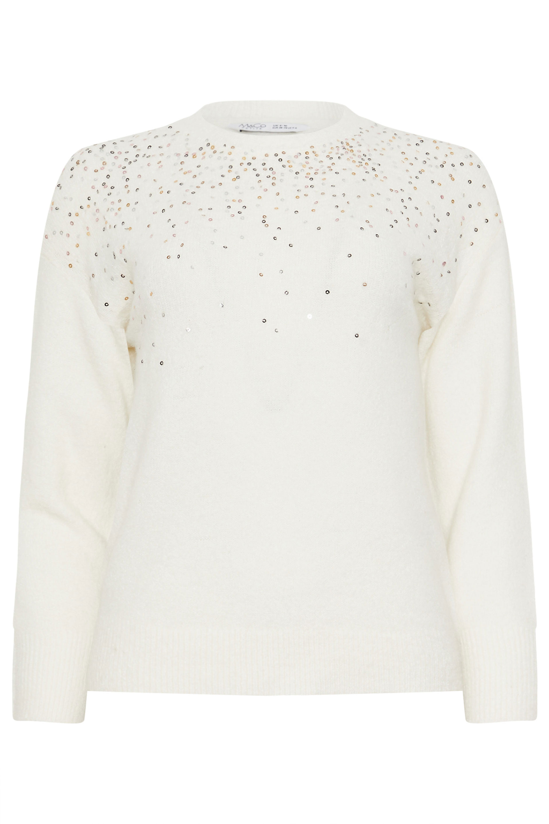 M&Co Petite Cream Sequin Embellished Jumper | M&Co 6