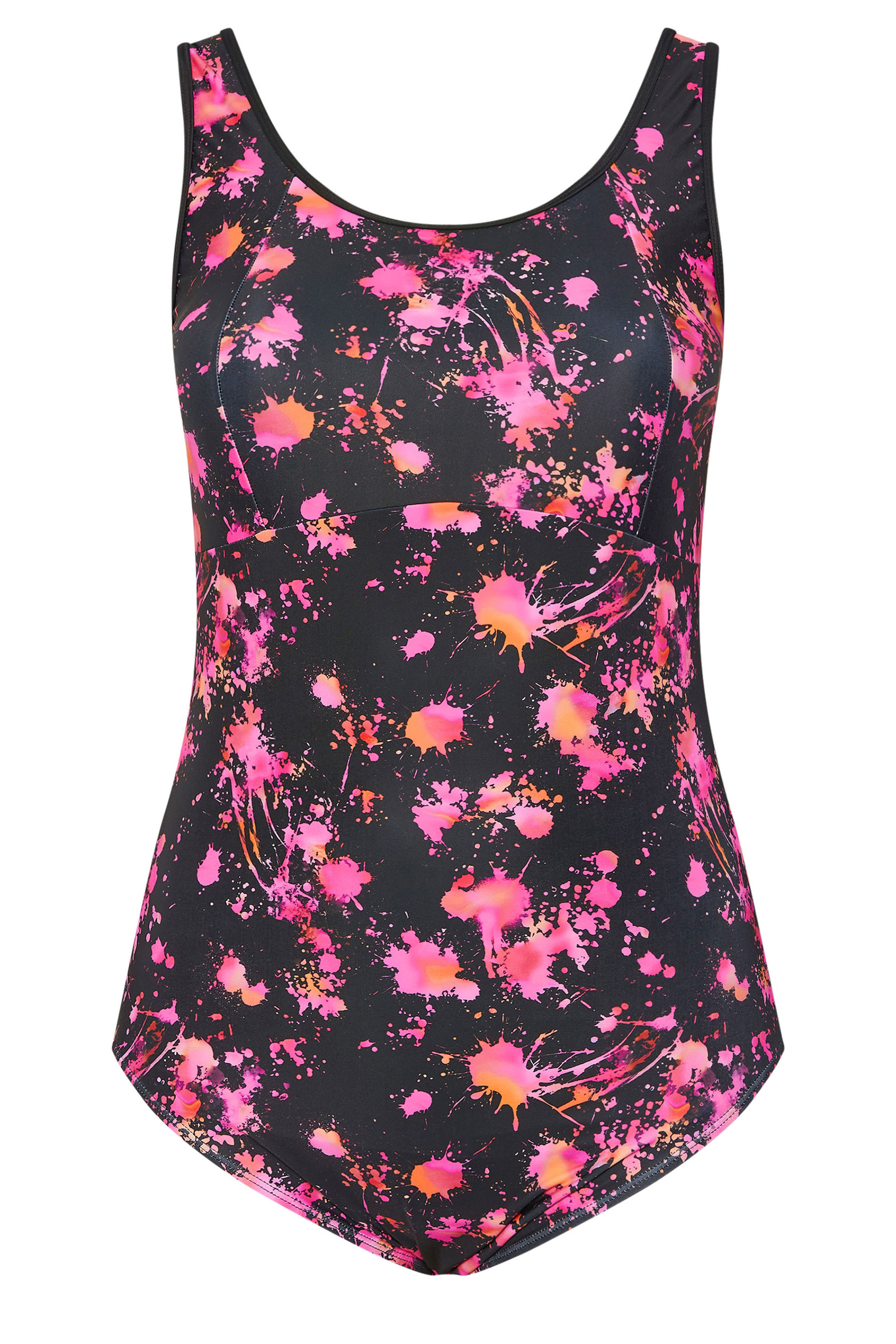 YOURS Plus Size Pink Active Splash Print Swimsuit | Yours Clothing 6