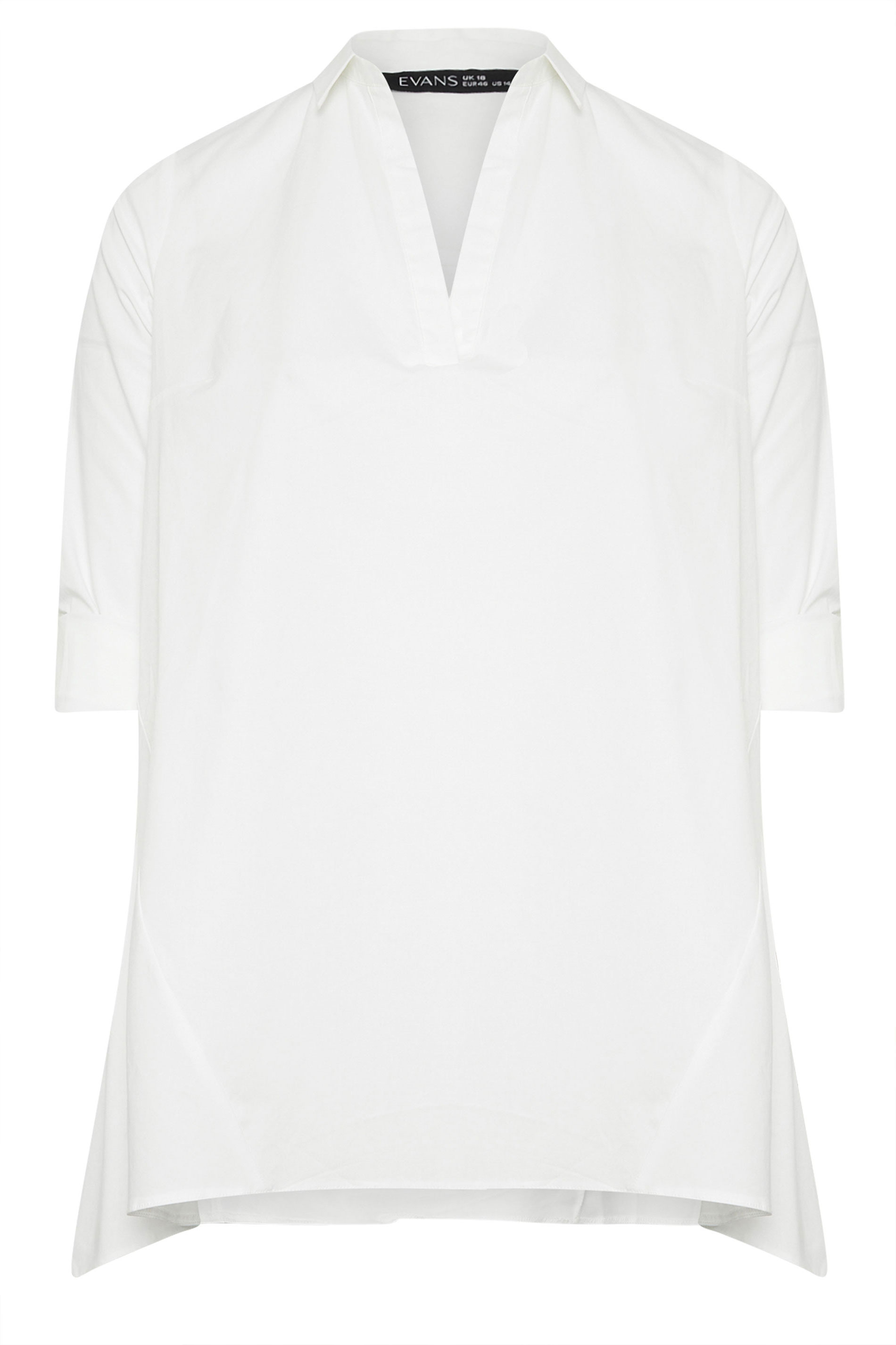 EVANS Plus Size White Overhead Shirt | Evans 5