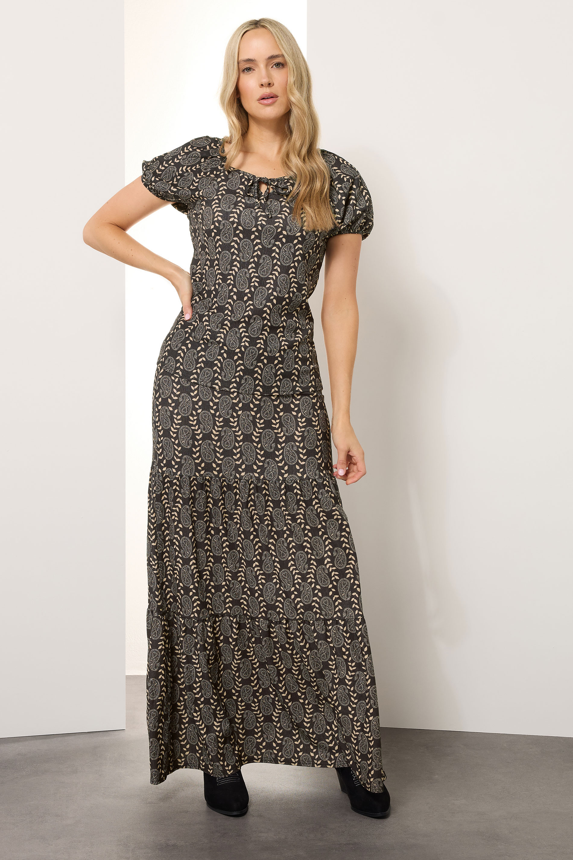 LTS Tall Black Geometric Tie Front Top | Long Tall Sally 2