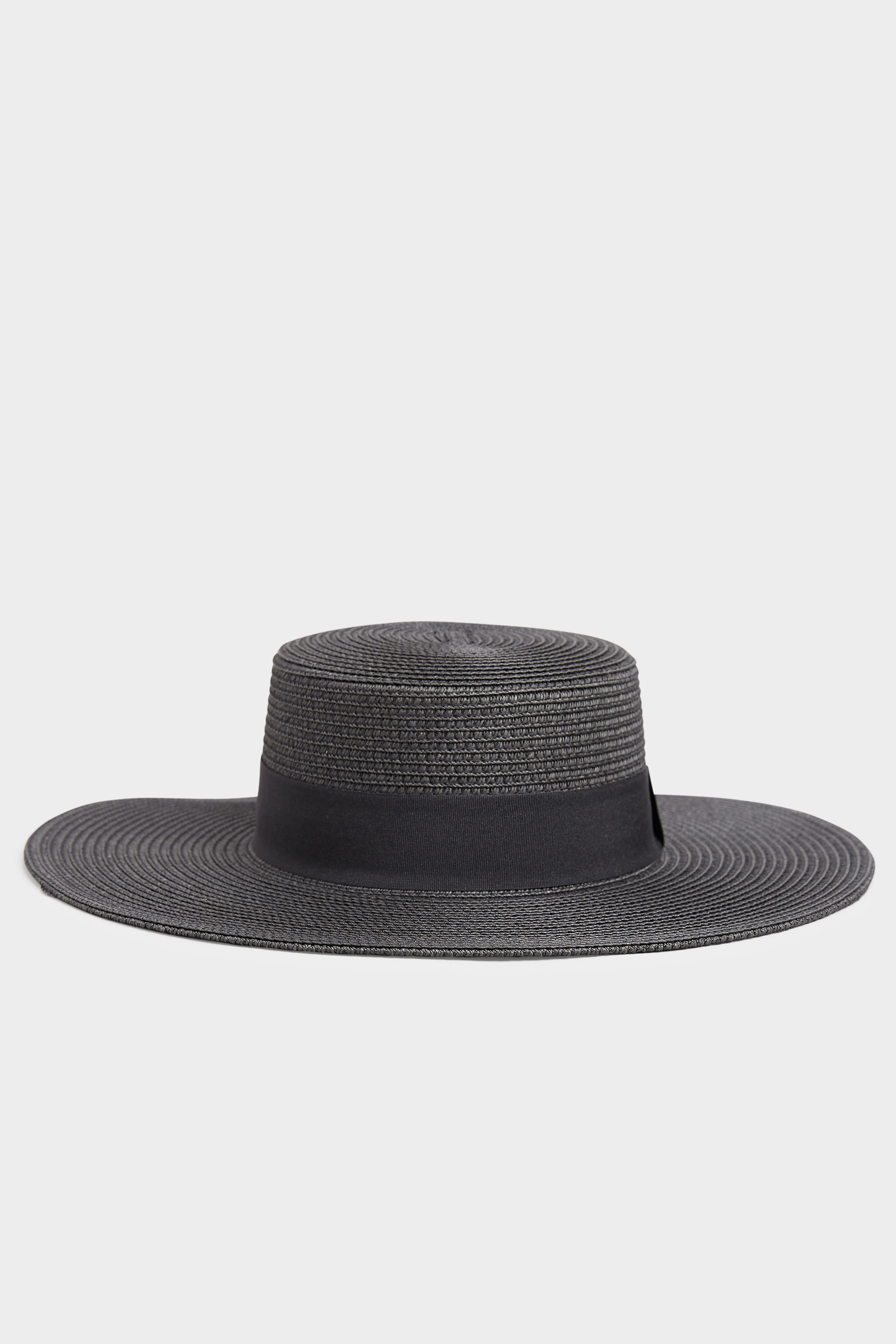 Black Straw Wide Brim Boater Hat | Yours Clothing 1