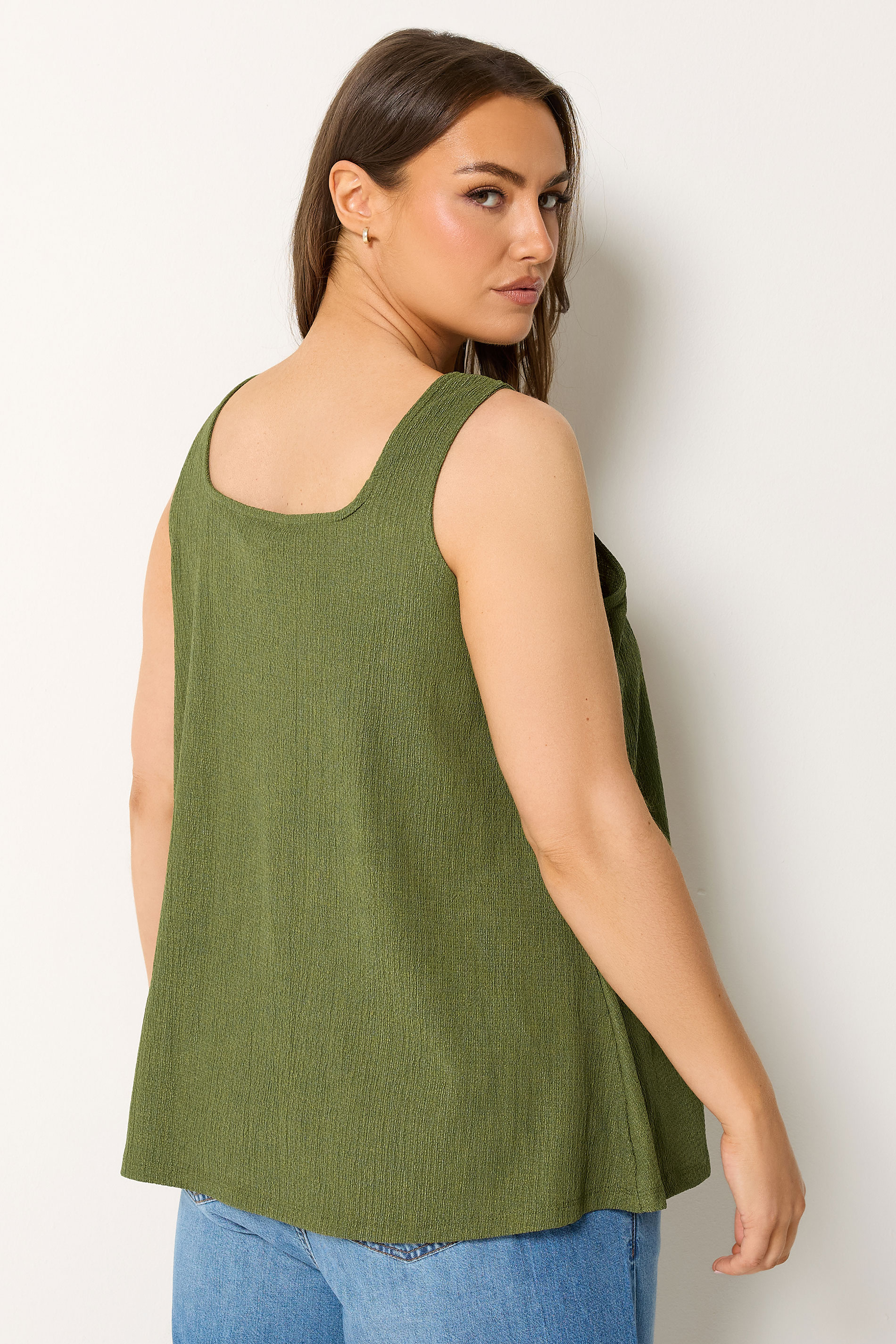 YOURS Plus Size Khaki Green Button Vest | Yours Clothing 4