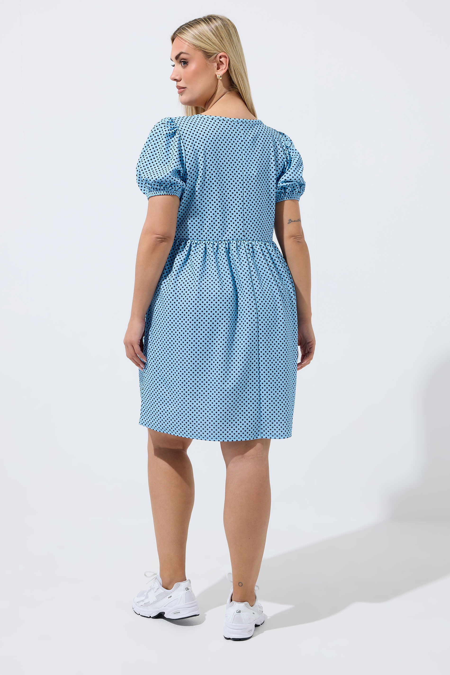 LIMITED COLLECTION Plus Size Blue Polka Dot Mini Dress | Yours Clothing 2