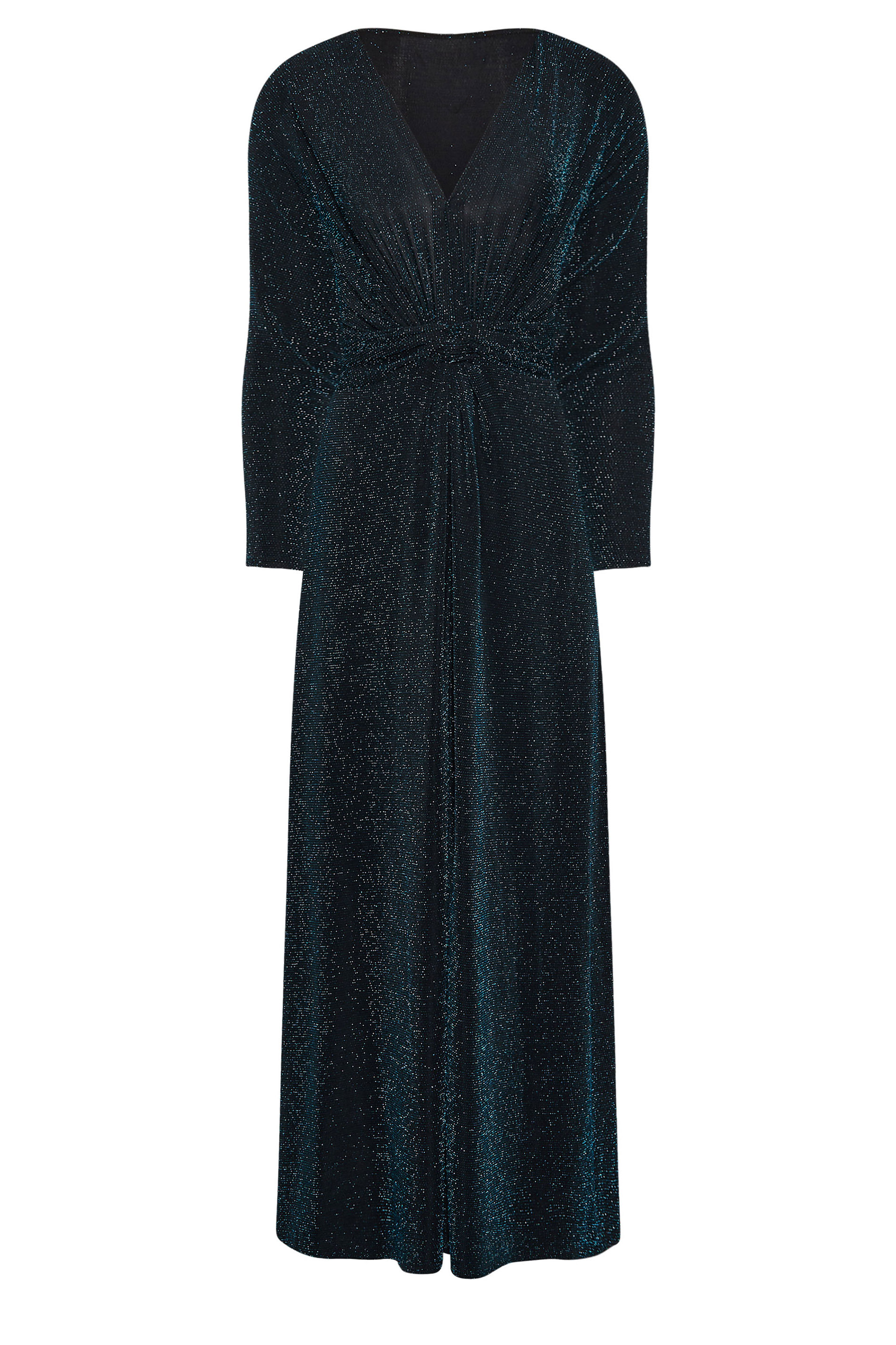 M&Co Black & Teal Knot Front Metallic Maxi Dress | M&Co 5