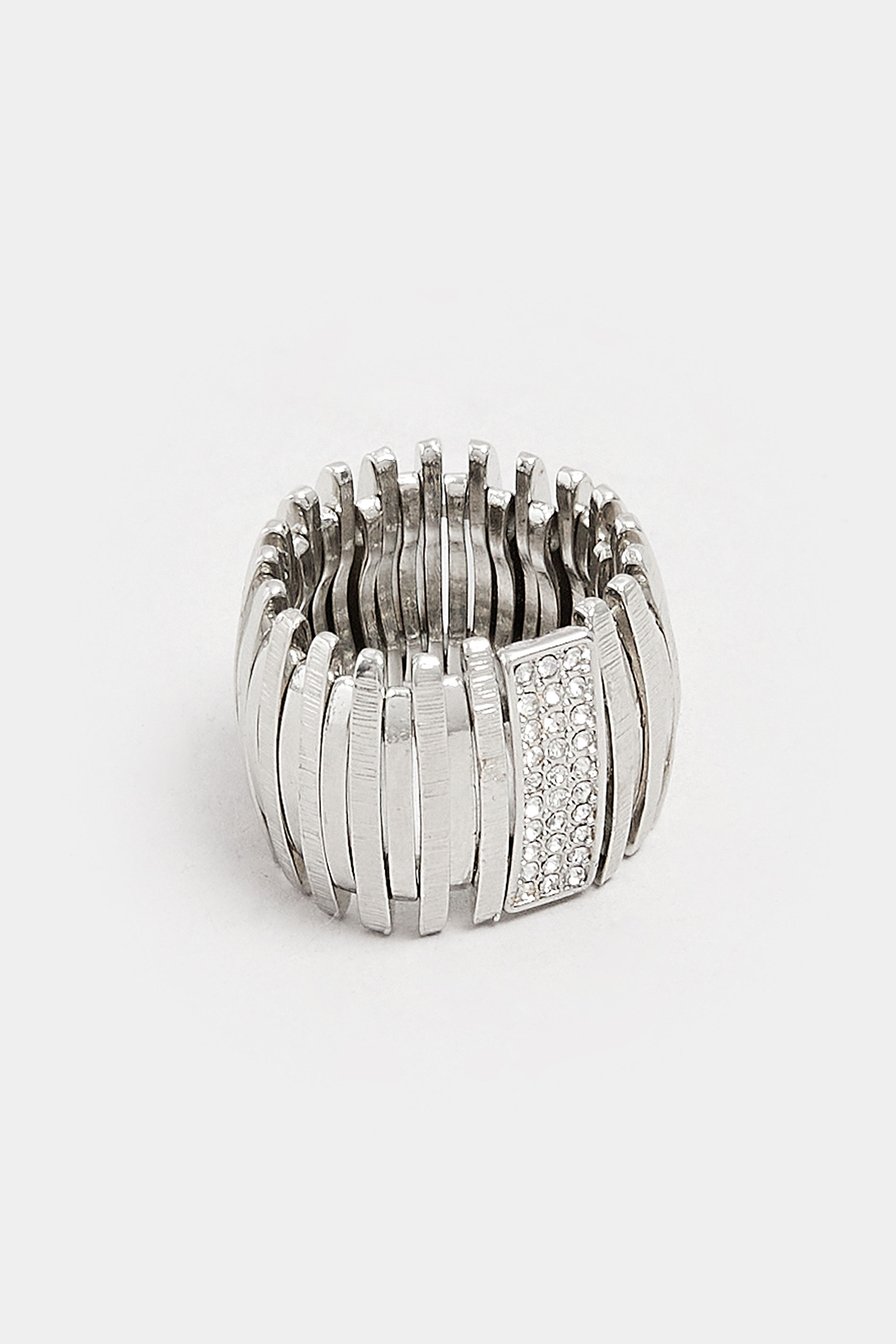 Silver Tone Stretch Diamante Ring | Yours Clothing 3